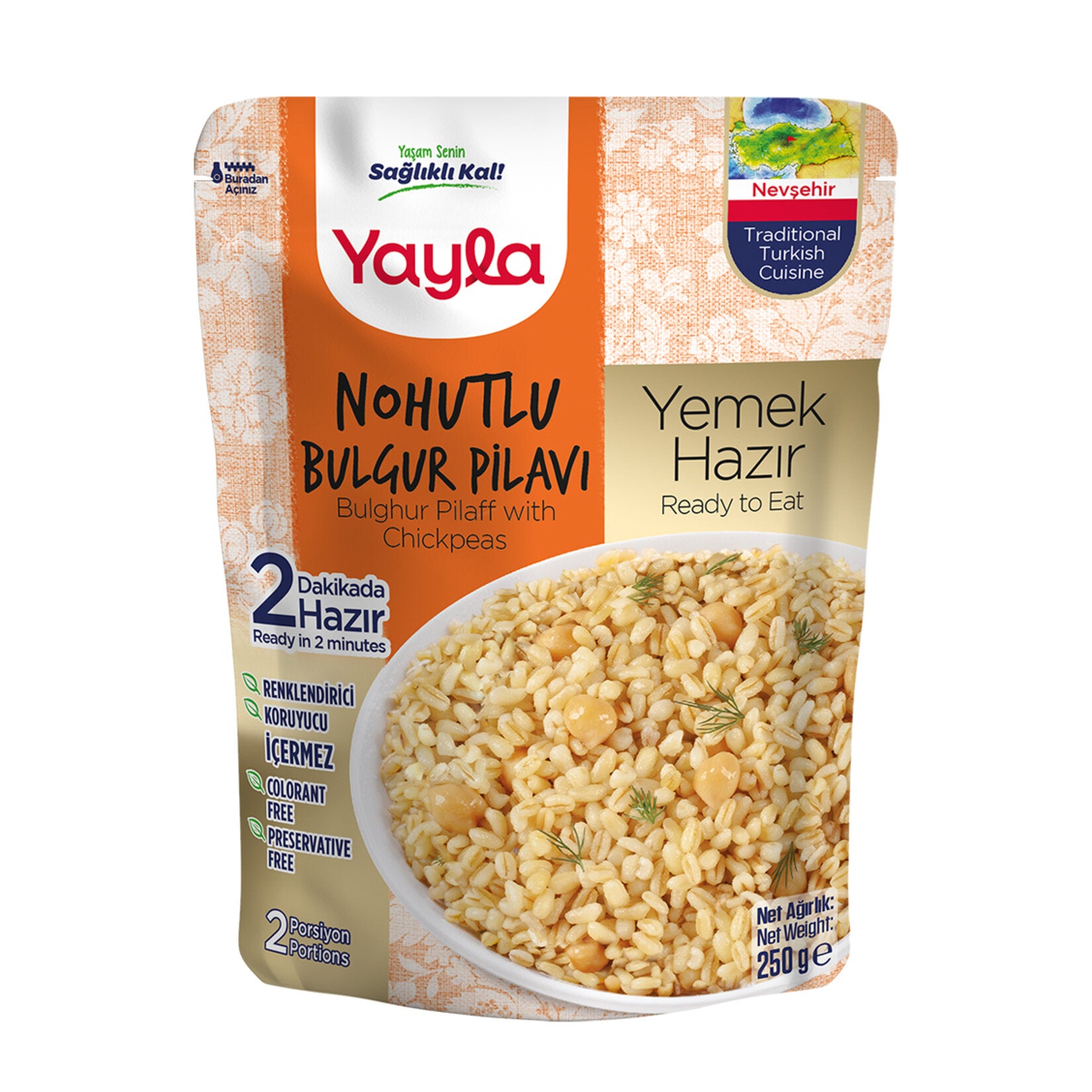 Yayla Ready Meal Bulgur Pilaf with Chickpeas (Yemek Hazır Nohutlu Bulgur Pilavı) 250g
