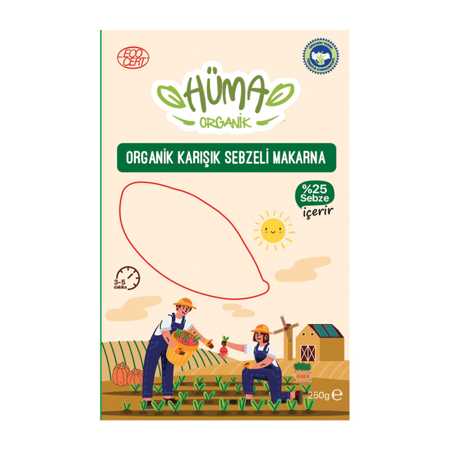 Hüma Organik Karışık Sebzeli Makarna 250 G