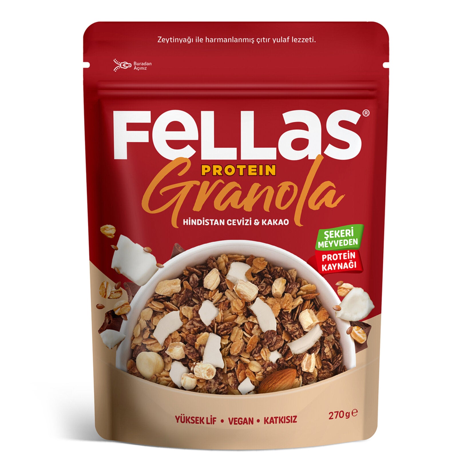 Fellas Vegan Protein Granola Hindistan Cevizi & Kakao 270G