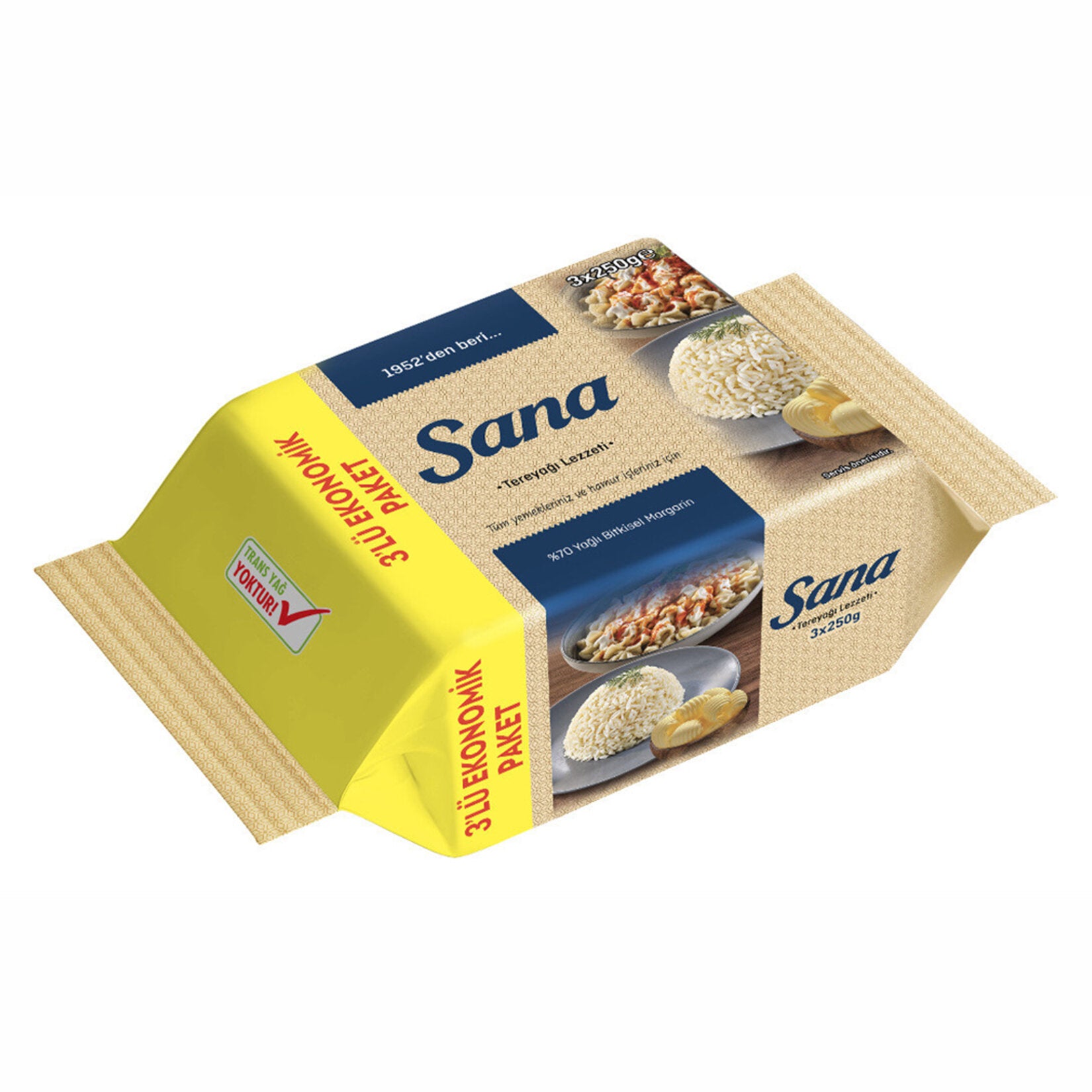 Sana Paket Margarin Tereyağı Lezzeti 3 x 250 G