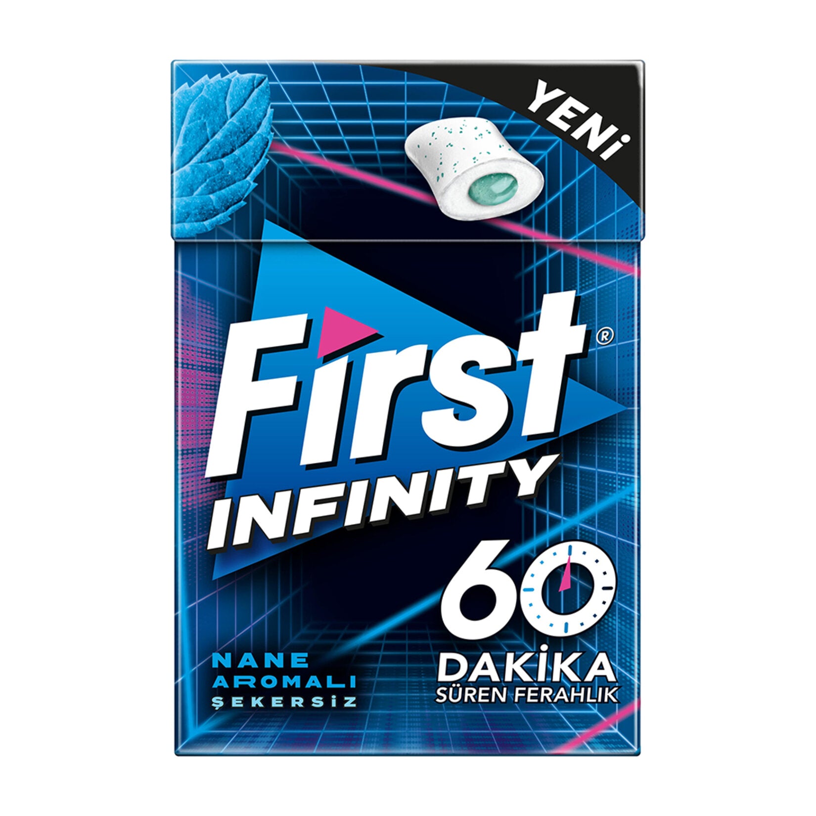 First 60 Dk Infinity Nane Aromalı Şekersiz Dolgulu Draje Sakız 19.5 G