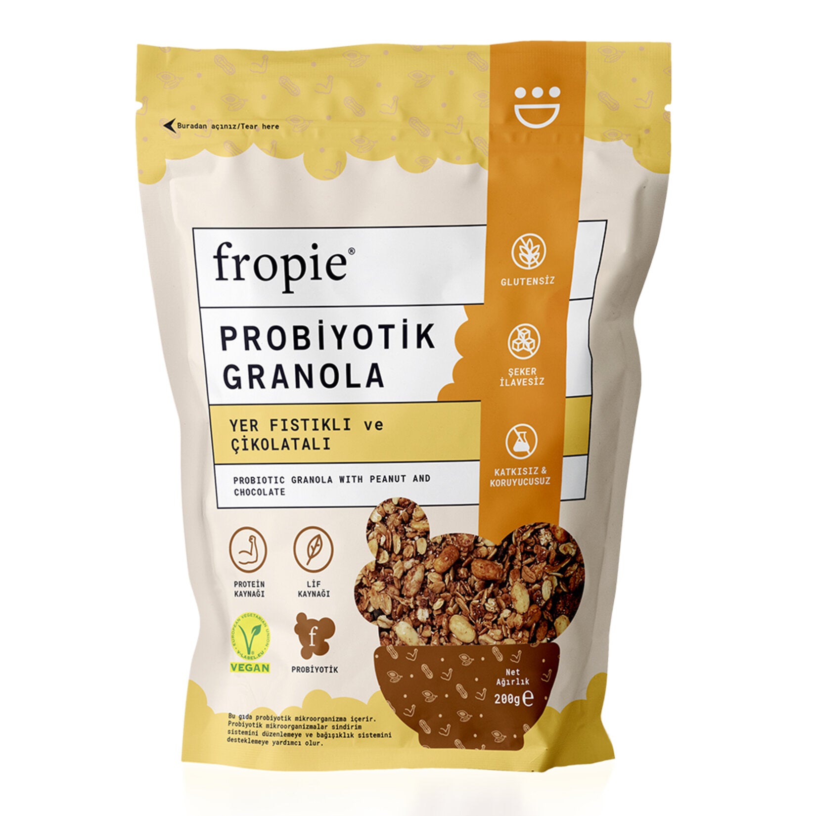 Fropie Yer Fıstıklı&Çikolatalı Probiyotik Granola 200 G