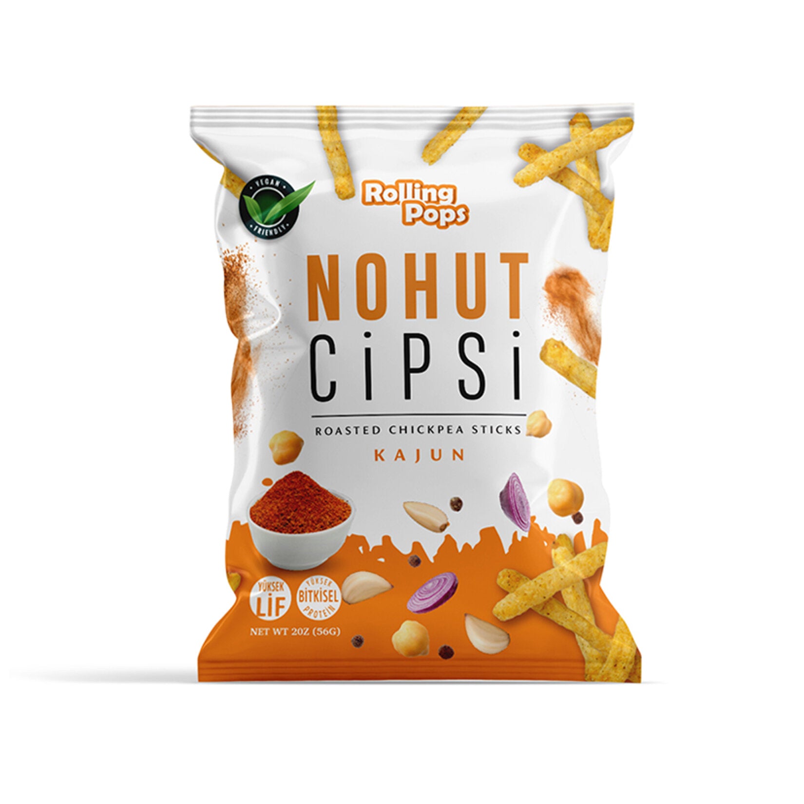 Rolling Pops Cajun Spiced Chickpea Chips (Nohut Cipsi) 56 G