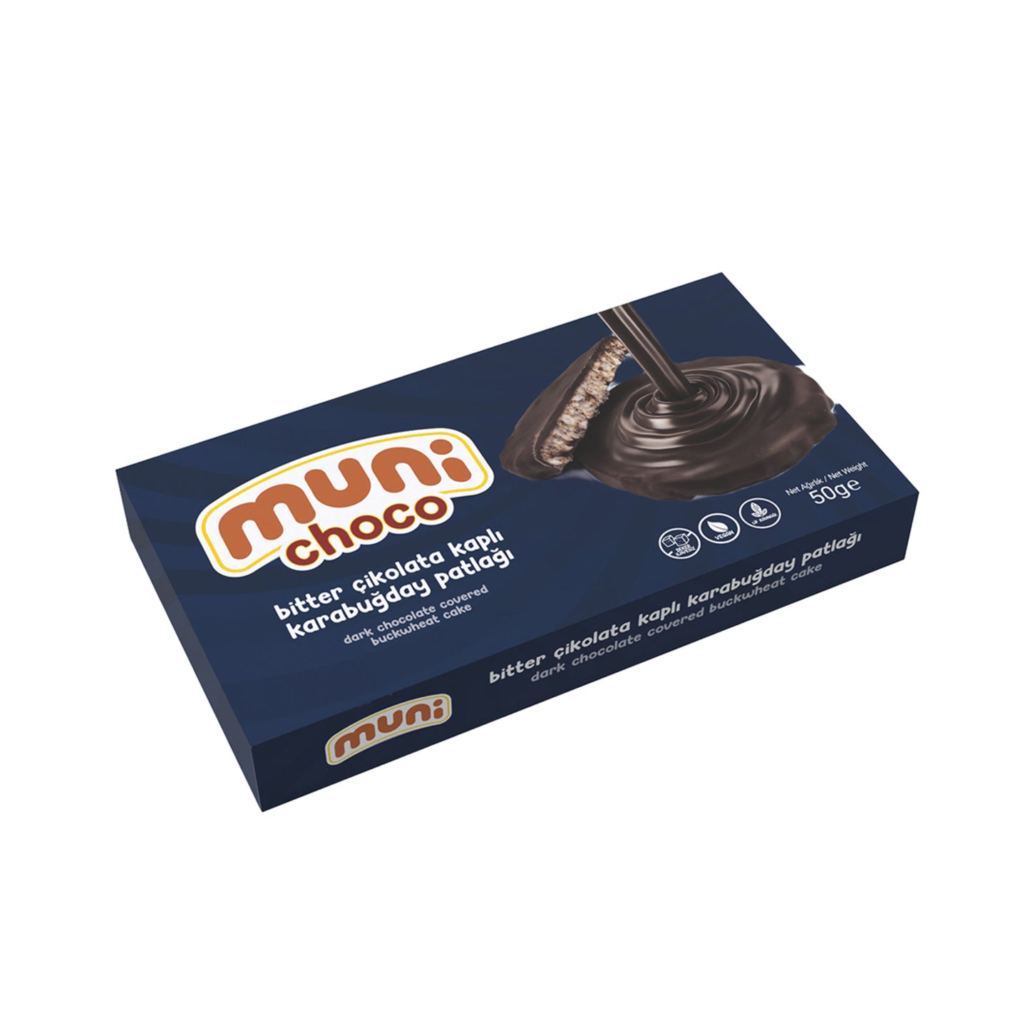 Muni Choco Şeker İlavesiz Bitter Çikolata Kaplı Karabuğday Patlağı 50 G