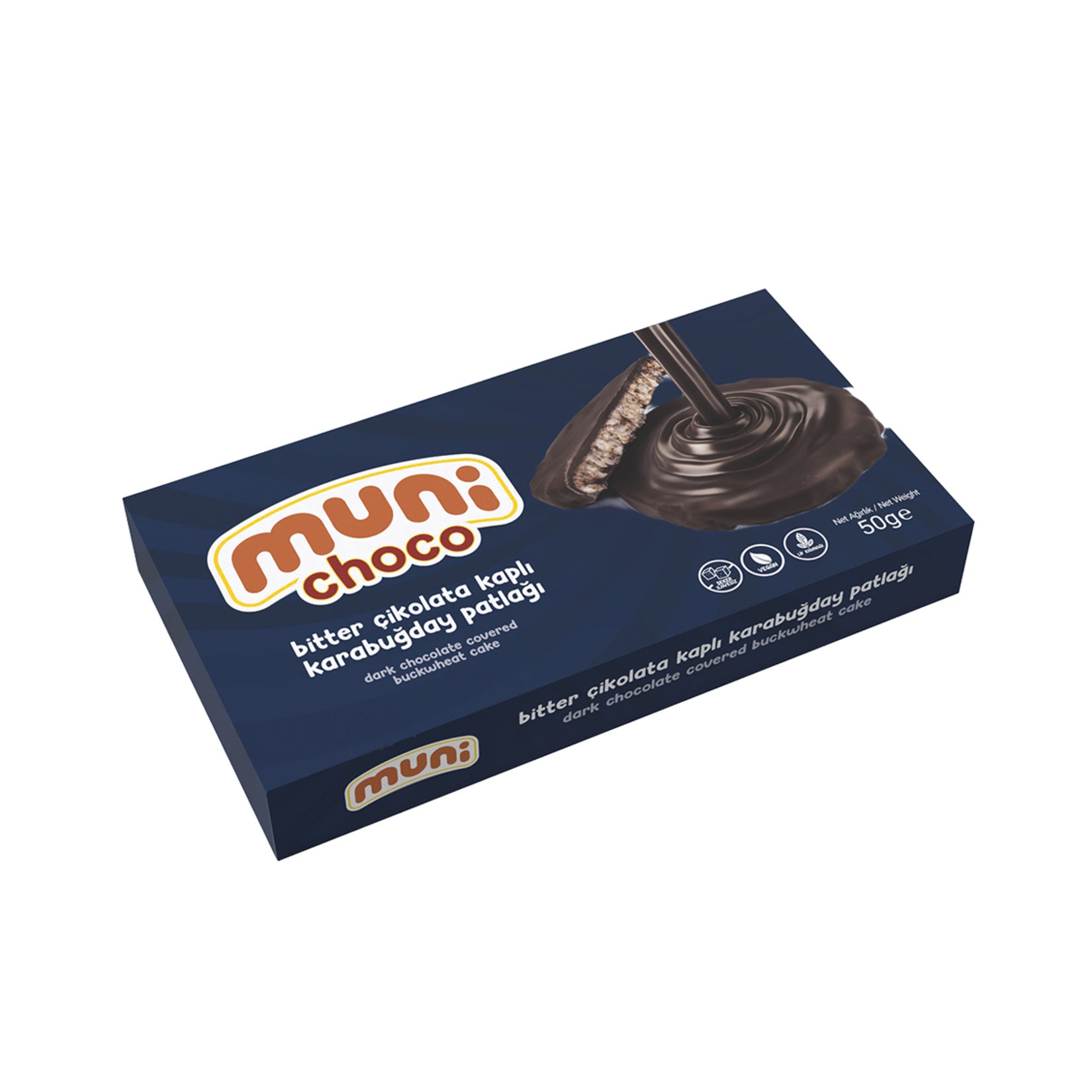 Muni Choco Şeker İlavesiz Bitter Çikolata Kaplı Karabuğday Patlağı 50 G