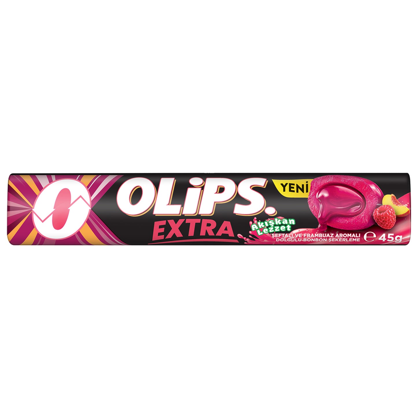 Olips Extra Peach & Raspberry Flavor Filled Bonbon Candy (Extra Şeftali & Frambuaz Aroma Dolgulu Bonbon Şeker) 45 G