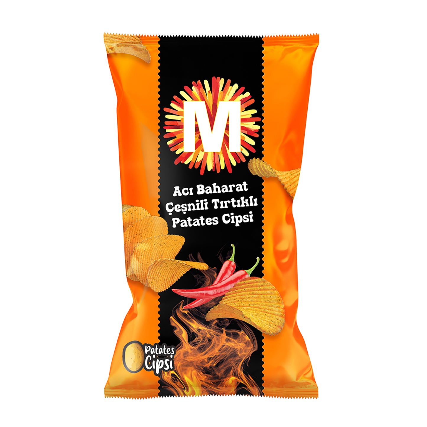 Migros Spicy Seasoned Ruffled Potato Chips (Acı Baharat Çeşnili Tırtıklı Patates Cipsi) 135g