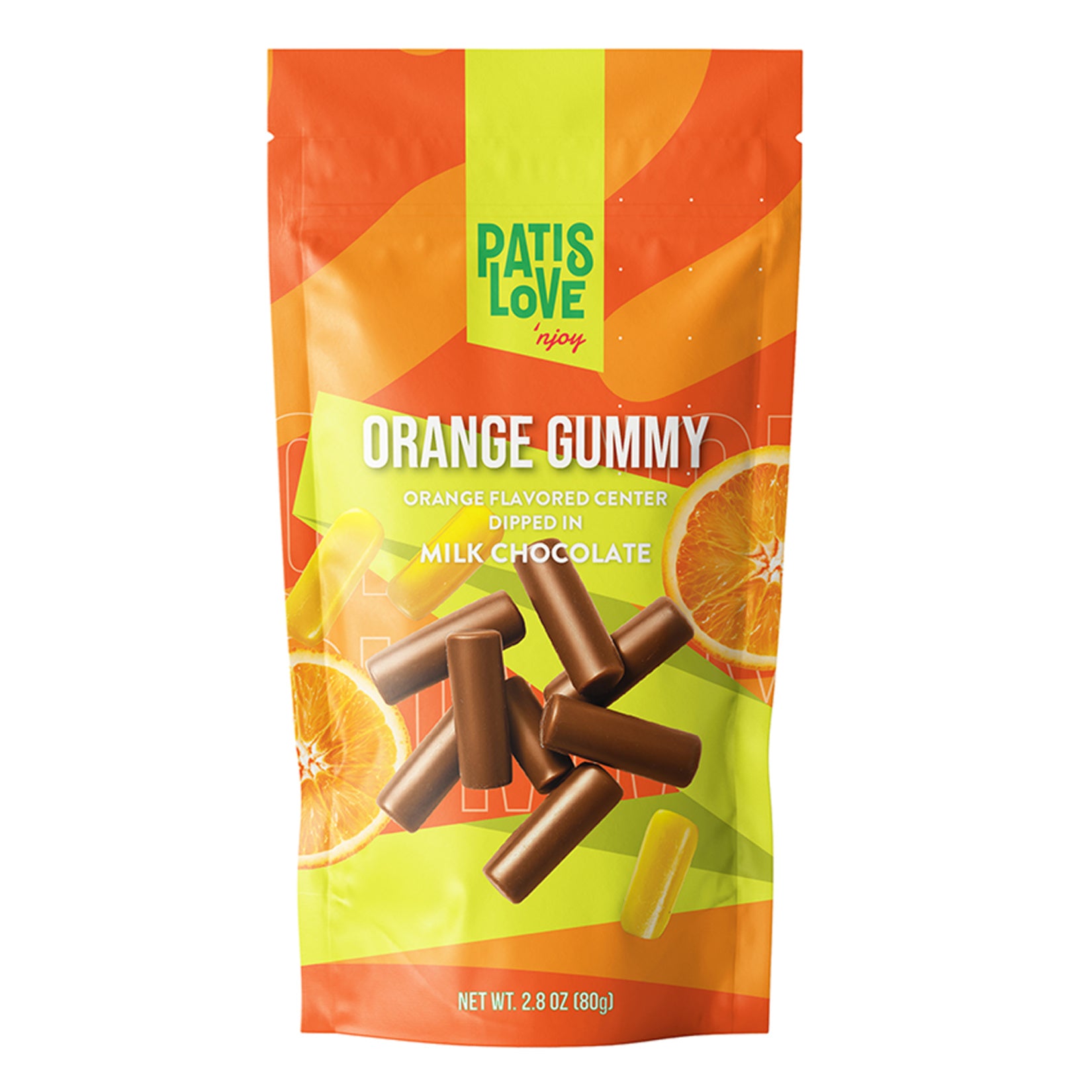 Patislove Milk Chocolate Covered Soft Candies with Orange (Sütlü Çikolata Kaplamalı Portakallı Yumuşak Şekerleme) 80 G