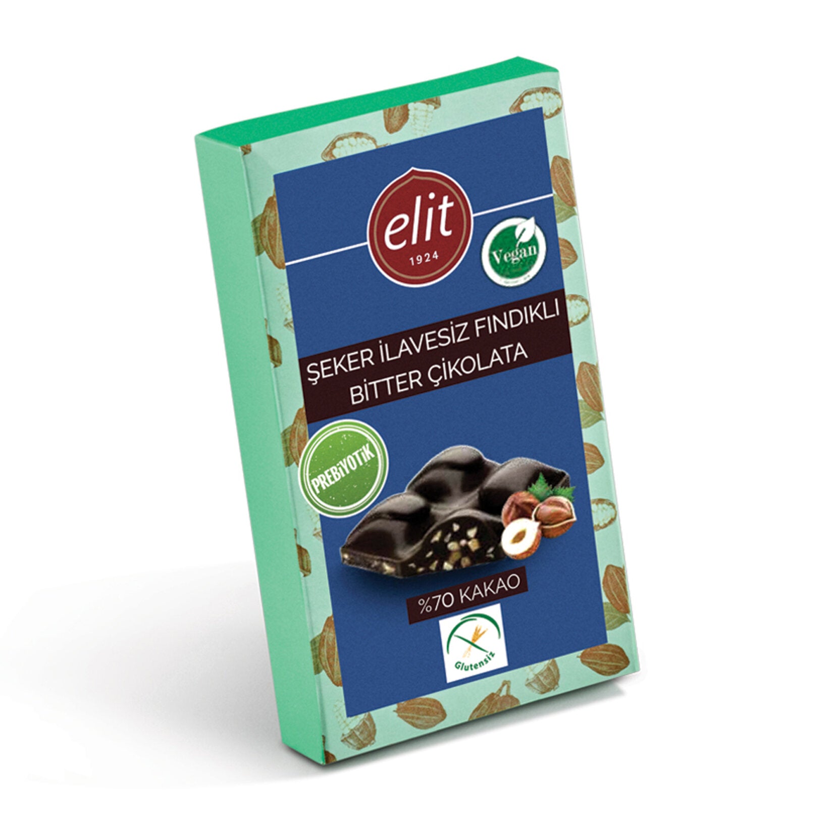 Elit Dark Chocolate with Hazelnuts (Fındıklı Şeker İlavesiz Prebiyotik Bitter Çikolata) 60 G