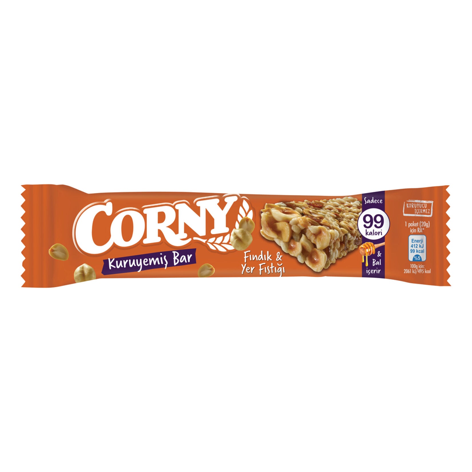 Corny Hazelnut (Fındık) & Peanut (Yer Fıstığı) Snack Bar 20g