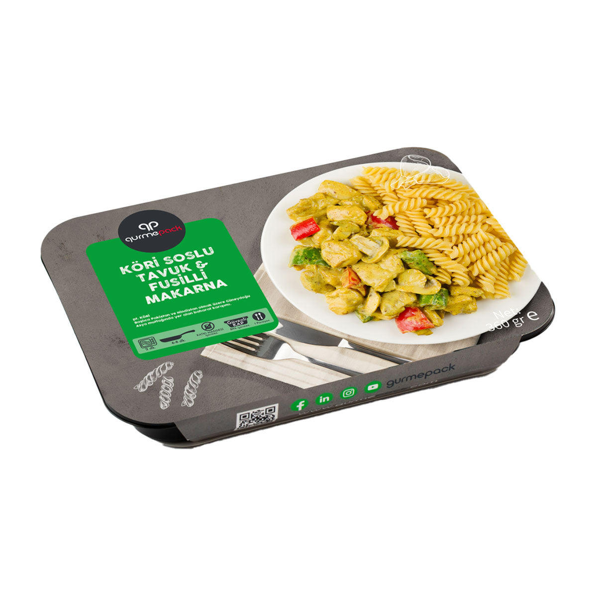 Gurmepack Chicken with Curry Sauce & Fusilli Pasta (Köri Soslu Tavuk & Fusilli Makarna) 360 G