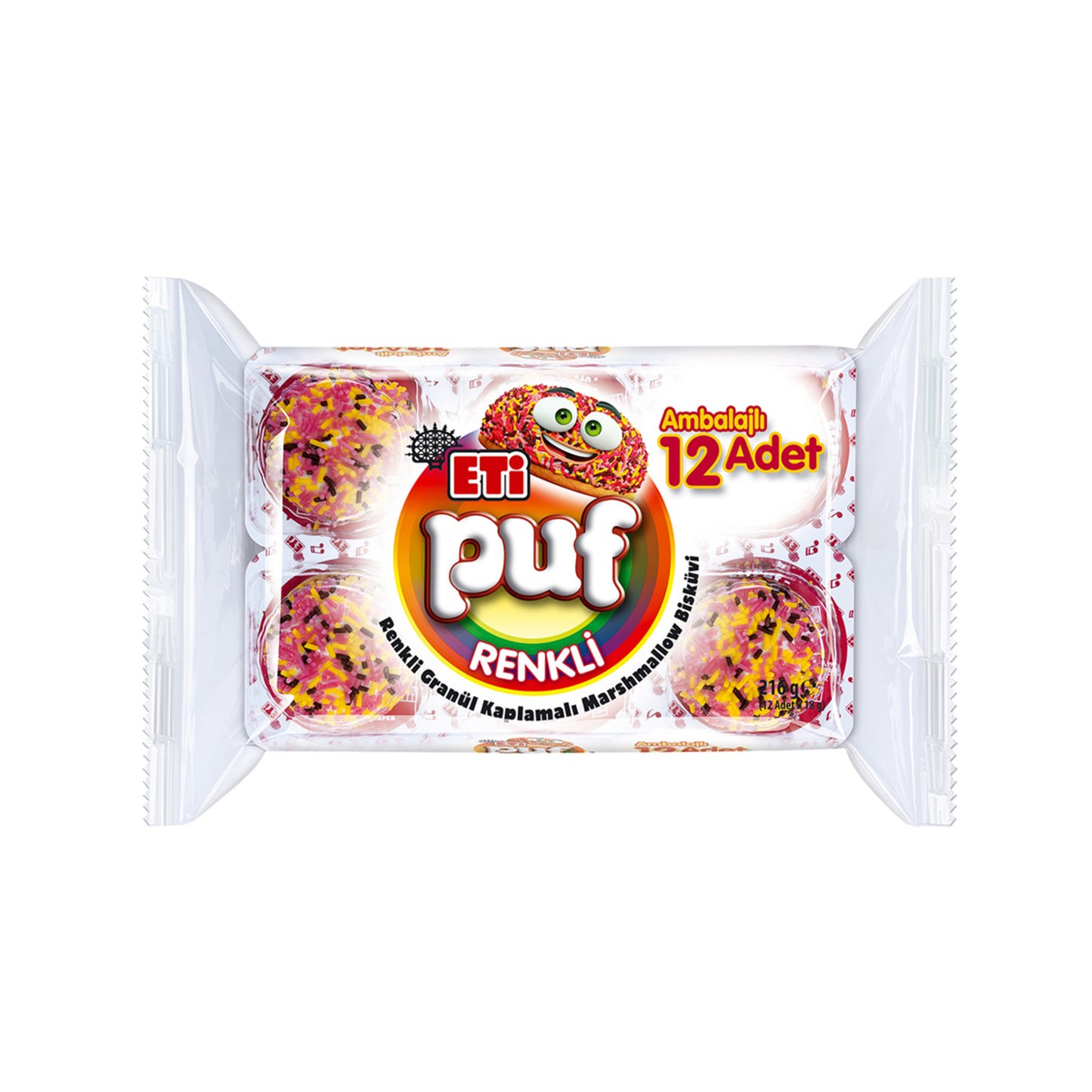 Eti Puf Renkli Granül Kaplamalı Marshmallow Bisküvi 216 G