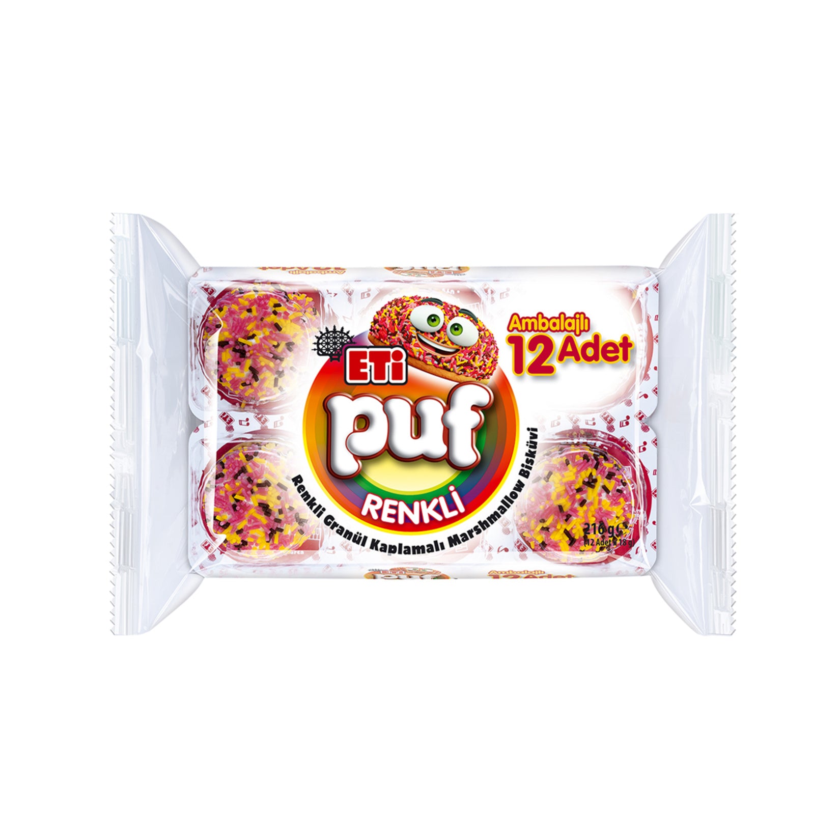 Eti Puf Renkli Granül Kaplamalı Marshmallow Bisküvi 216 G