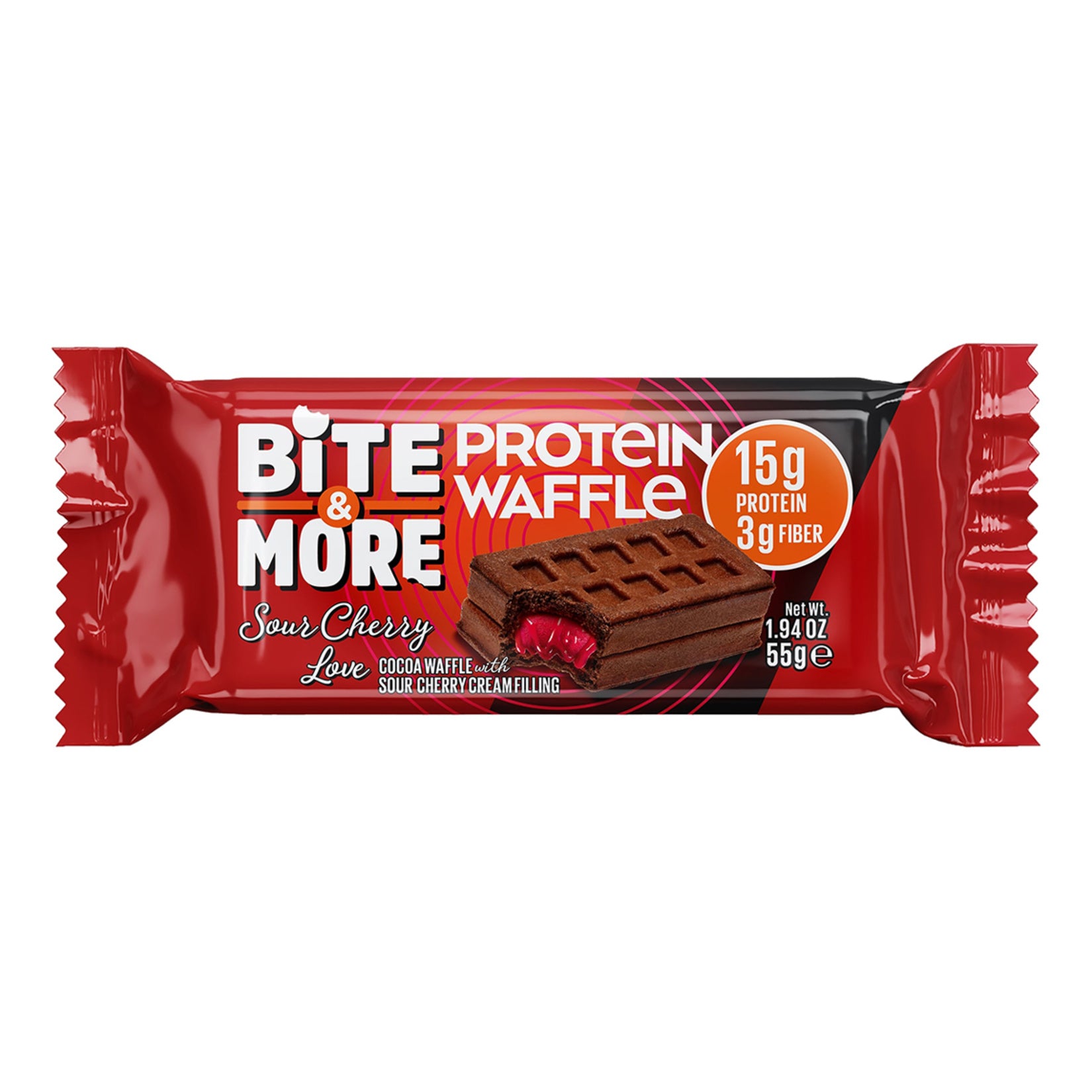 Bite & More Vişne Dolgulu Çikolatalı Protein Waffle 55 G