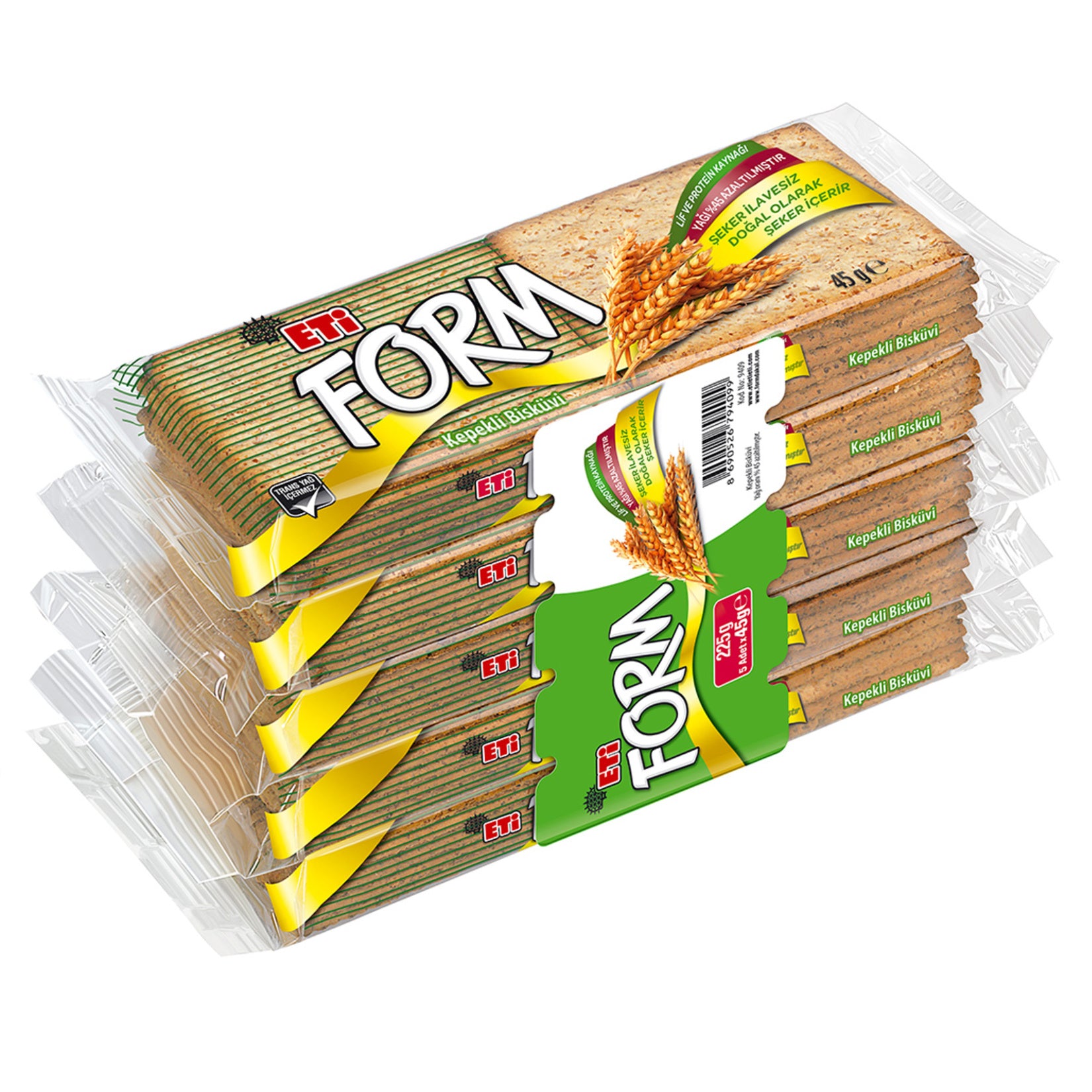 Eti Whole Wheat Biscuit (Kepekli Bisküvi) 5 x 45 G