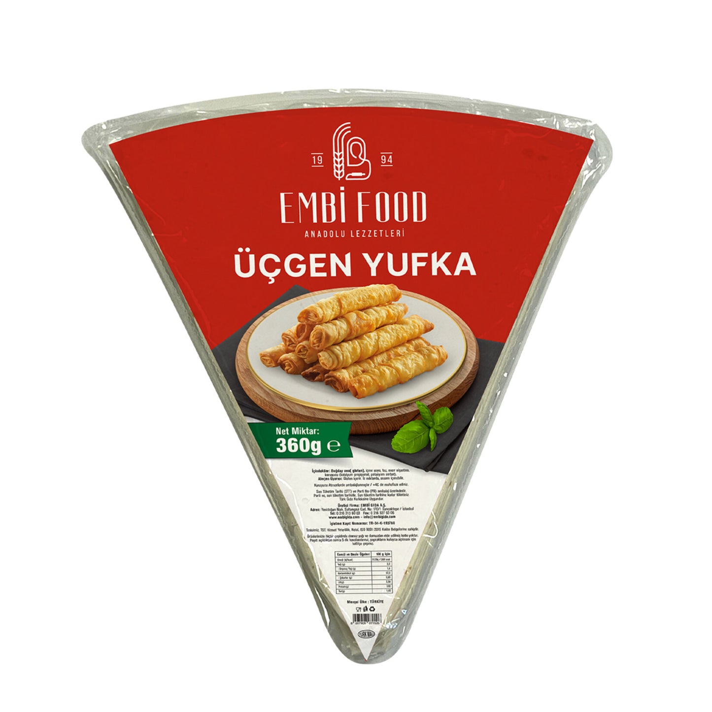 Bereket Triangle Yufka (Üçgen Yufka) 25 Sheets 360g