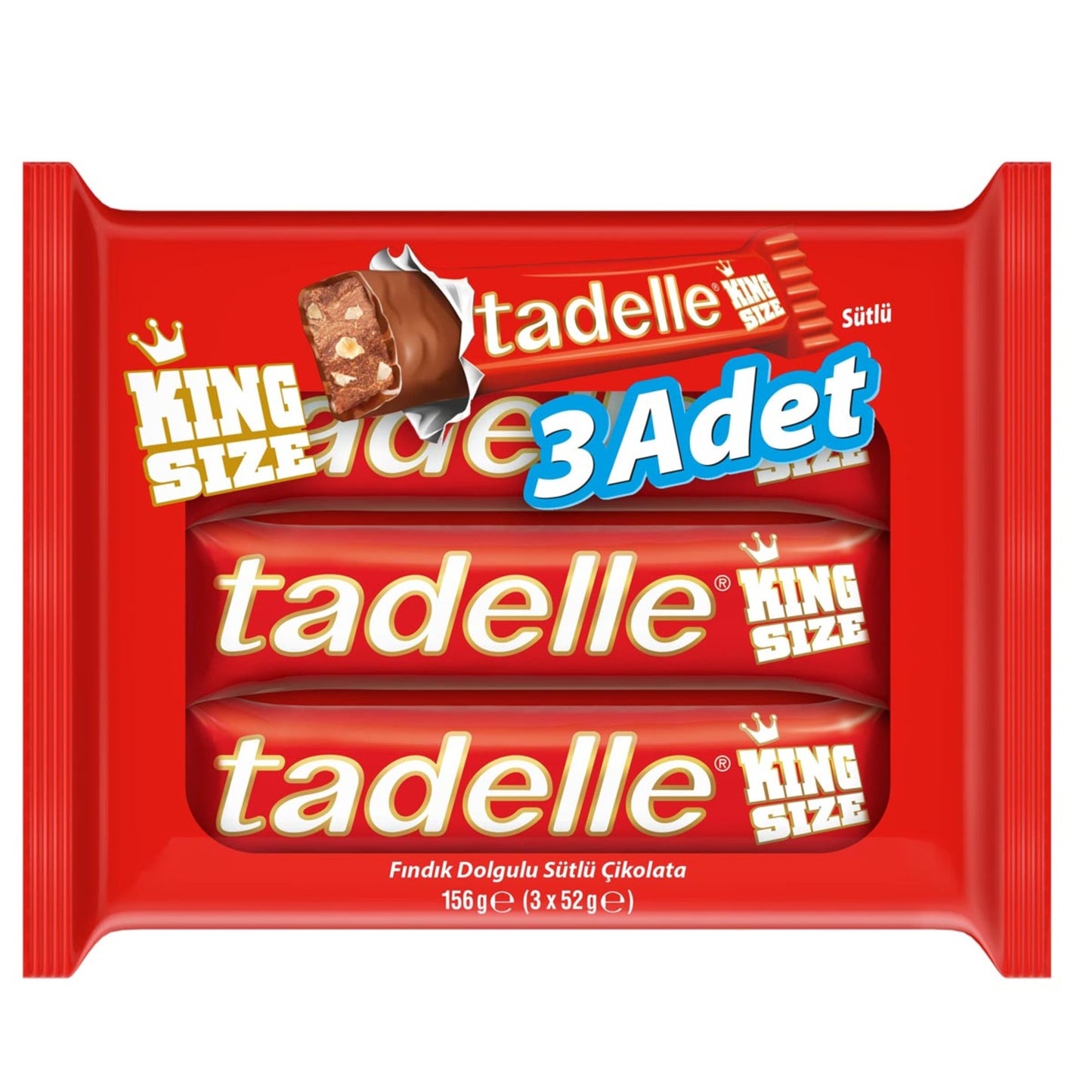 Tadelle Hazelnut Filled Milk Chocolate 3 x 52g