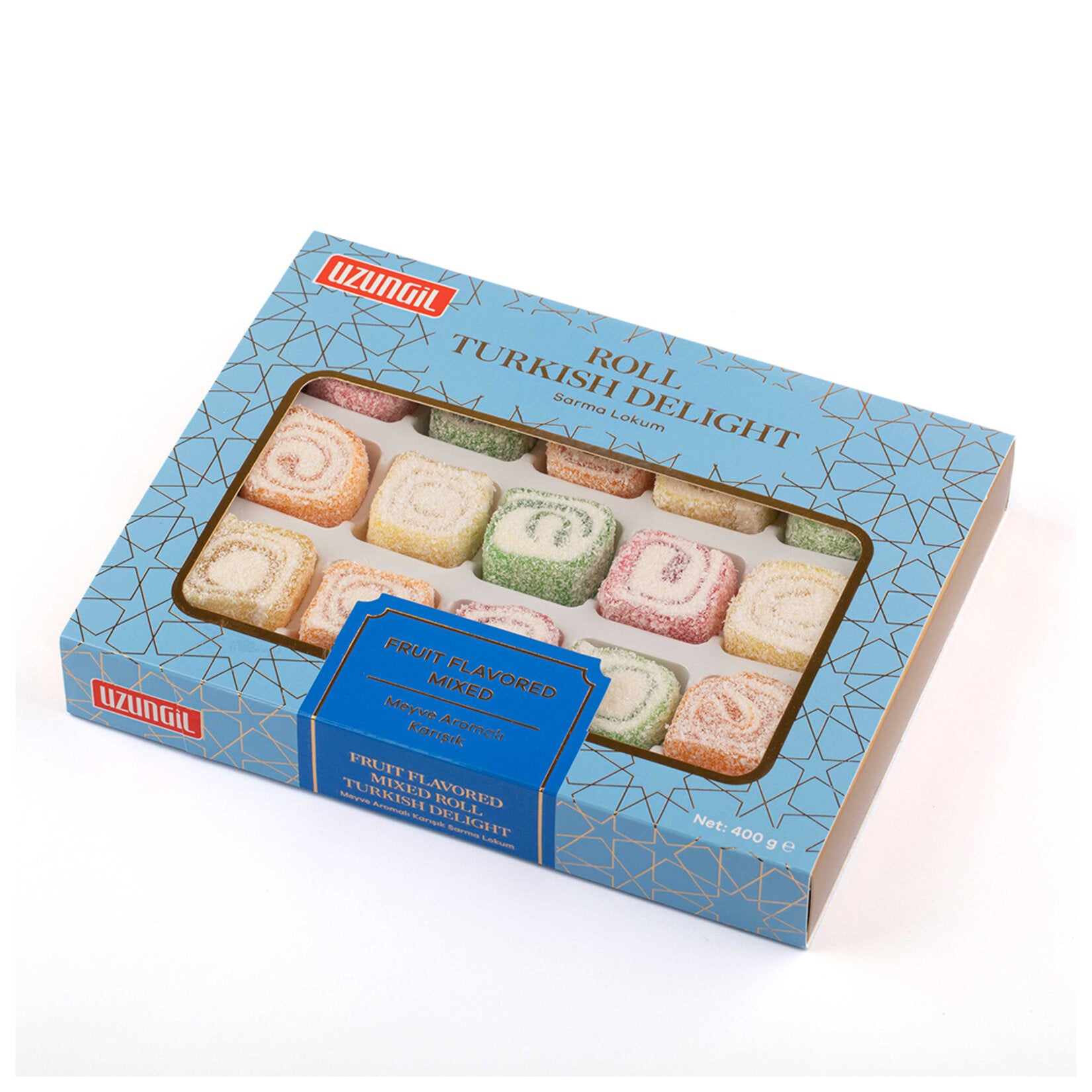 Uzungil Fruit Flavored Mixed Roll Delight (Meyve Aromalı Karışık Sarma Lokum) 400g