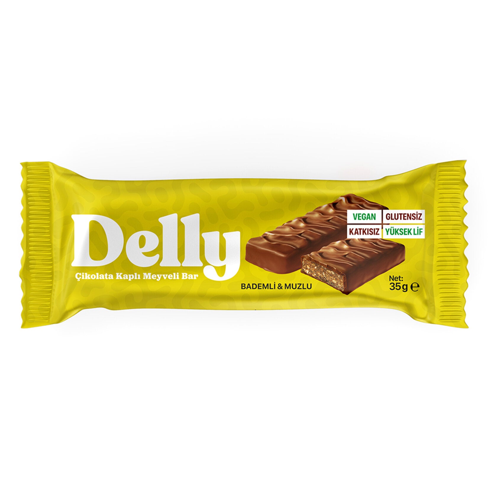 Delly Çikolata Kaplı Bademli & Muzlu Meyveli Bar 35 G
