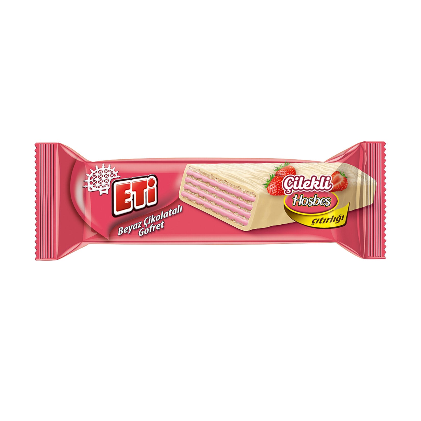 Eti White Chocolate Covered Strawberry Cream Wafer (Beyaz Çikolata Kaplı Çilek Kremalı Gofret) 29 G