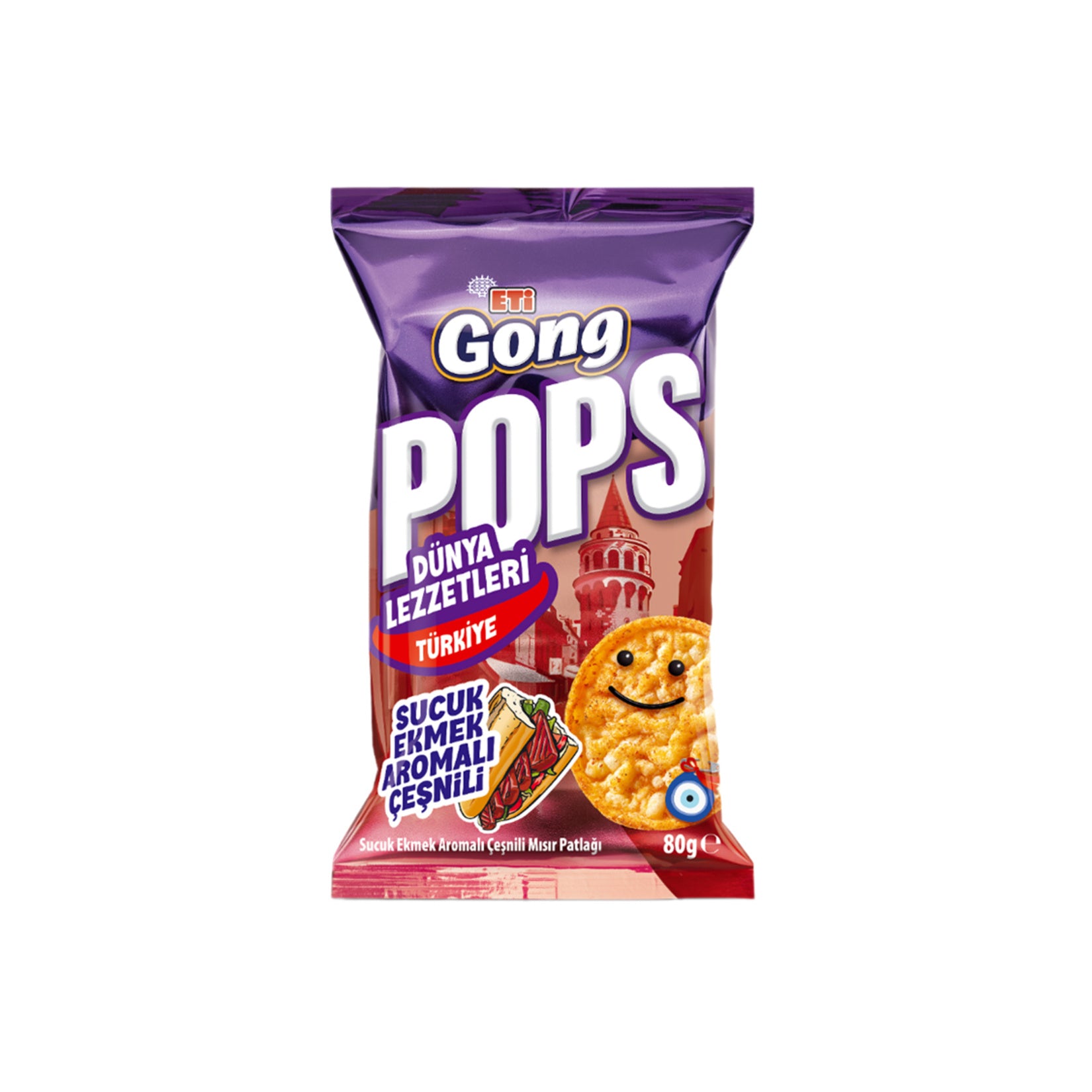 Eti Gong Pops Sucuk Ekmek Aromalı Çeşnili Mısır Patlağı 80 G