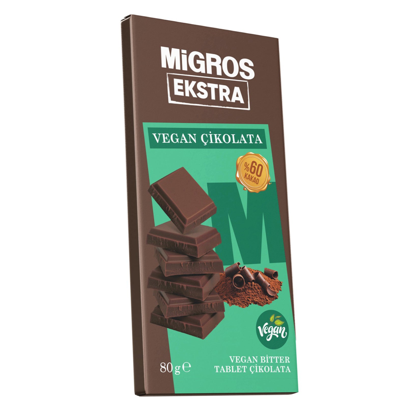 Migros Ekstra Vegan Dark Chocolate Tablet (Migros Ekstra Vegan Bitter Tablet Çikolata) 80g
