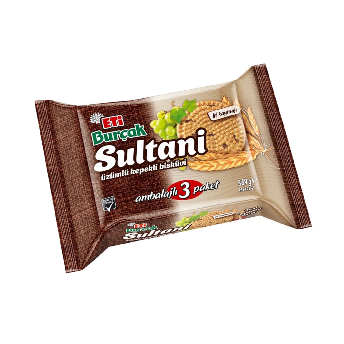 Eti Burçak Sultani Raisin Whole Wheat Biscuit 3 x 123 G
