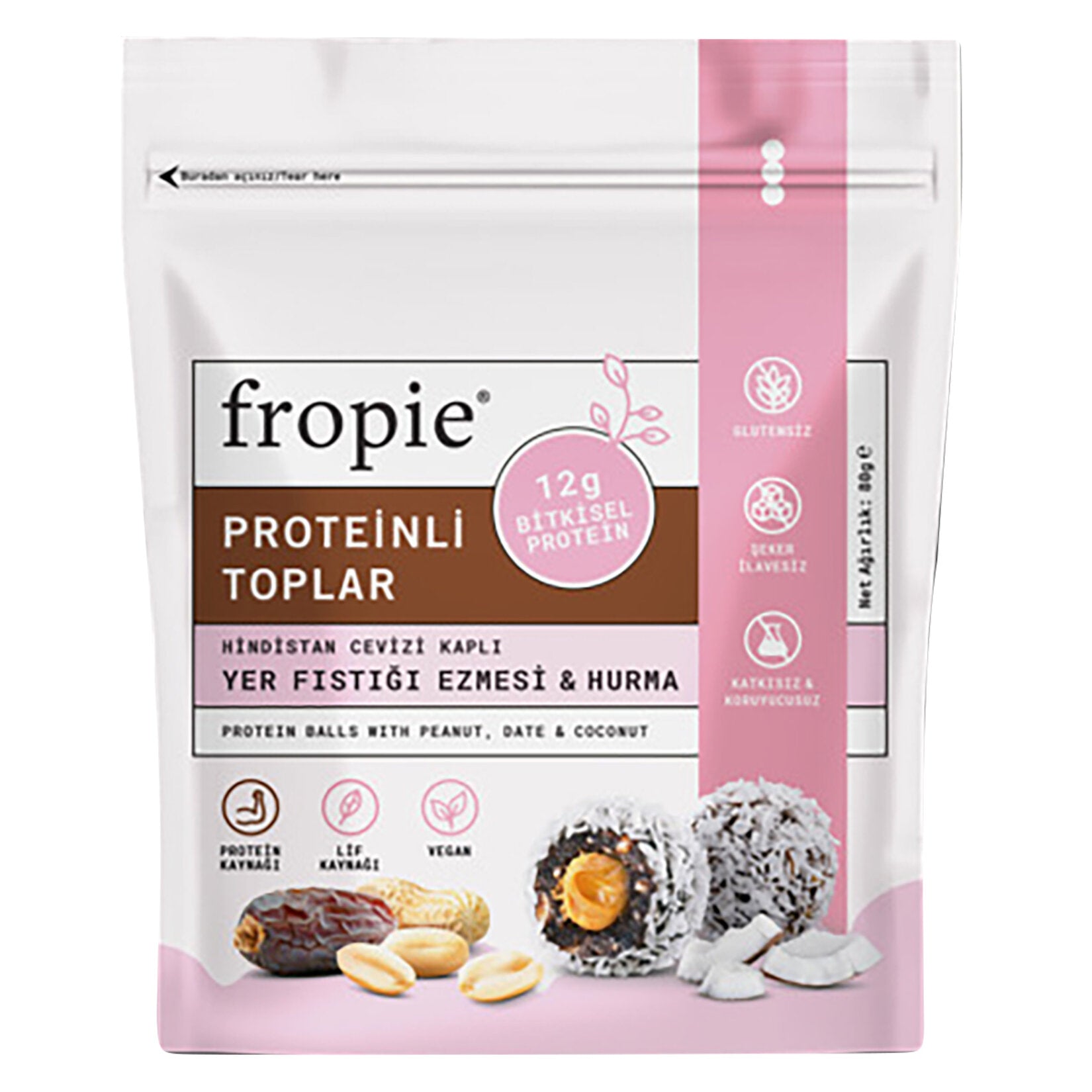 Fropie Yer Fıstığı Hurma Proteinli Toplar 80 G