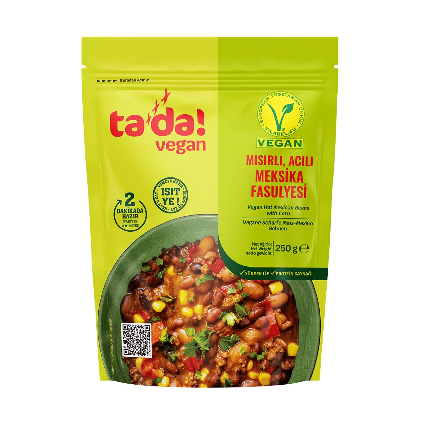 Tada Vegan Spicy Mexican Beans with Corn (Mısırlı Acılı Meksika Fasulyesi) 250g