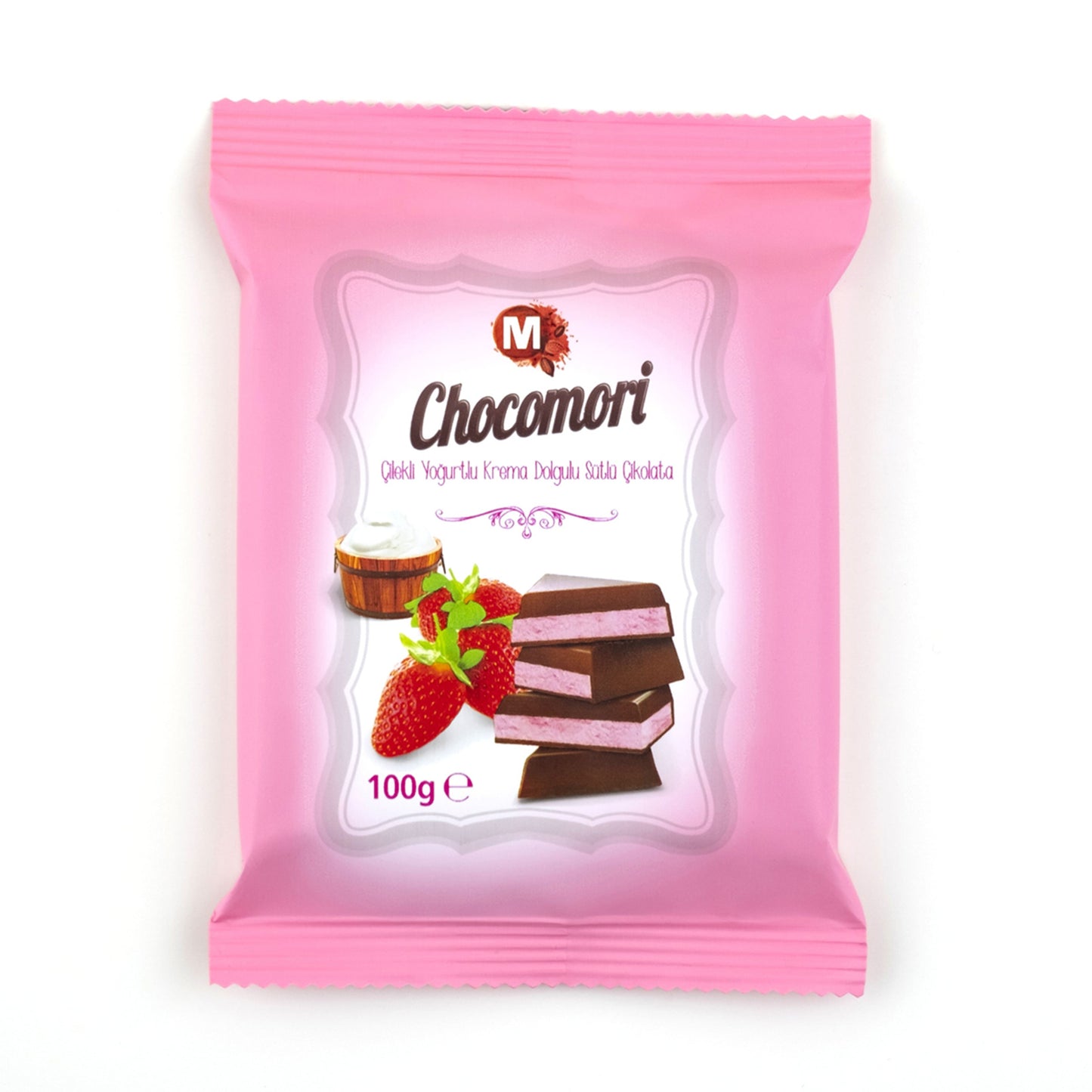 Migros Chocomori Strawberry Yogurt with Milk Chocolate (Çilekli Yoğurt Sütlü Çikolata) 100 G