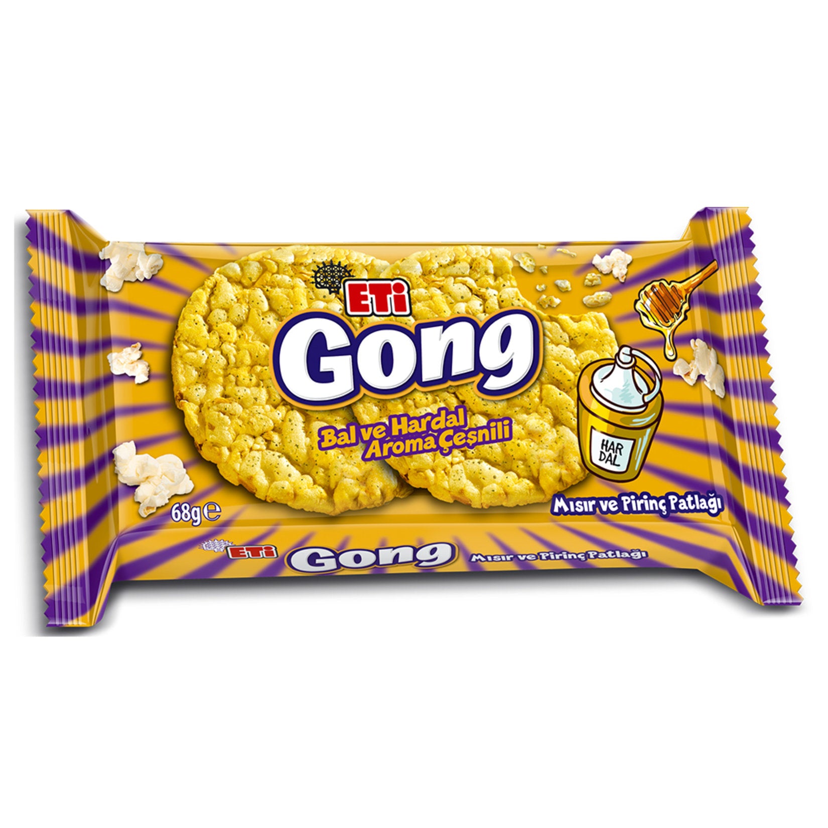 Eti Gong Honey Mustard Corn & Rice Cakes (Ballı Hardallı) 68g