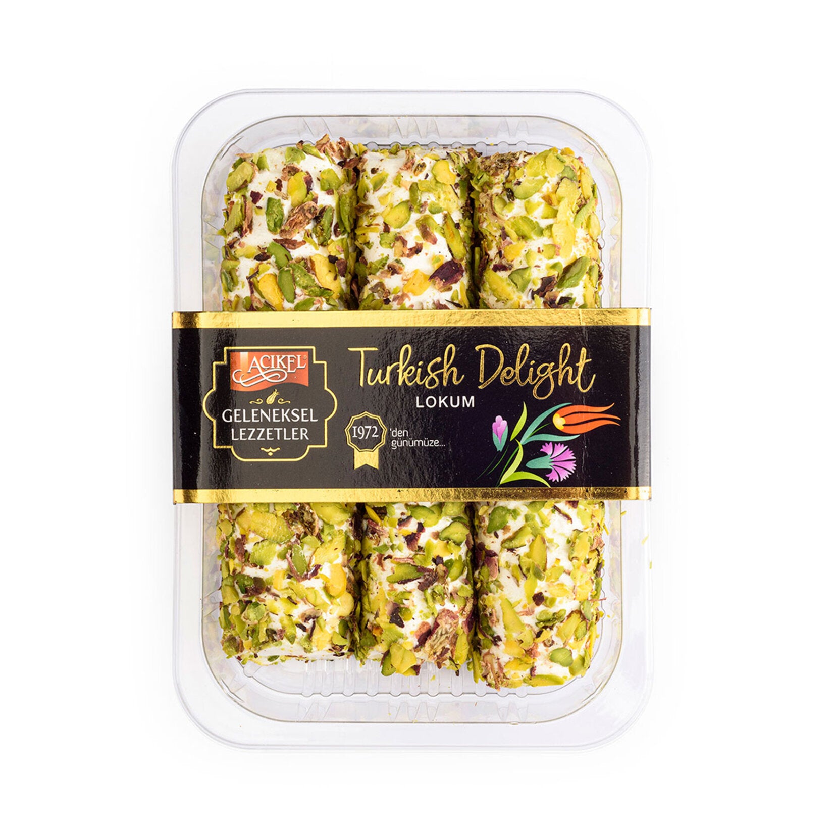 Açıkel File Turkish Delight with Pistachios (Antep Fıstıklı Sultan Lokum) 400g