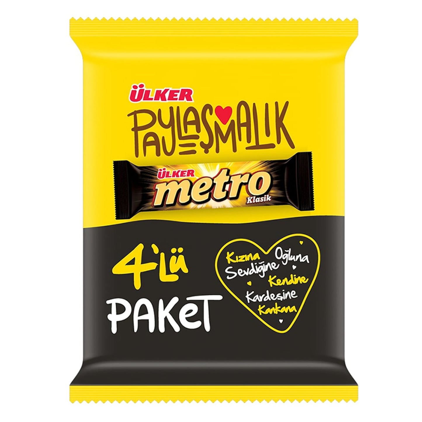 Ülker Metro Coated Caramel Nougat Bar 4 x 36 G