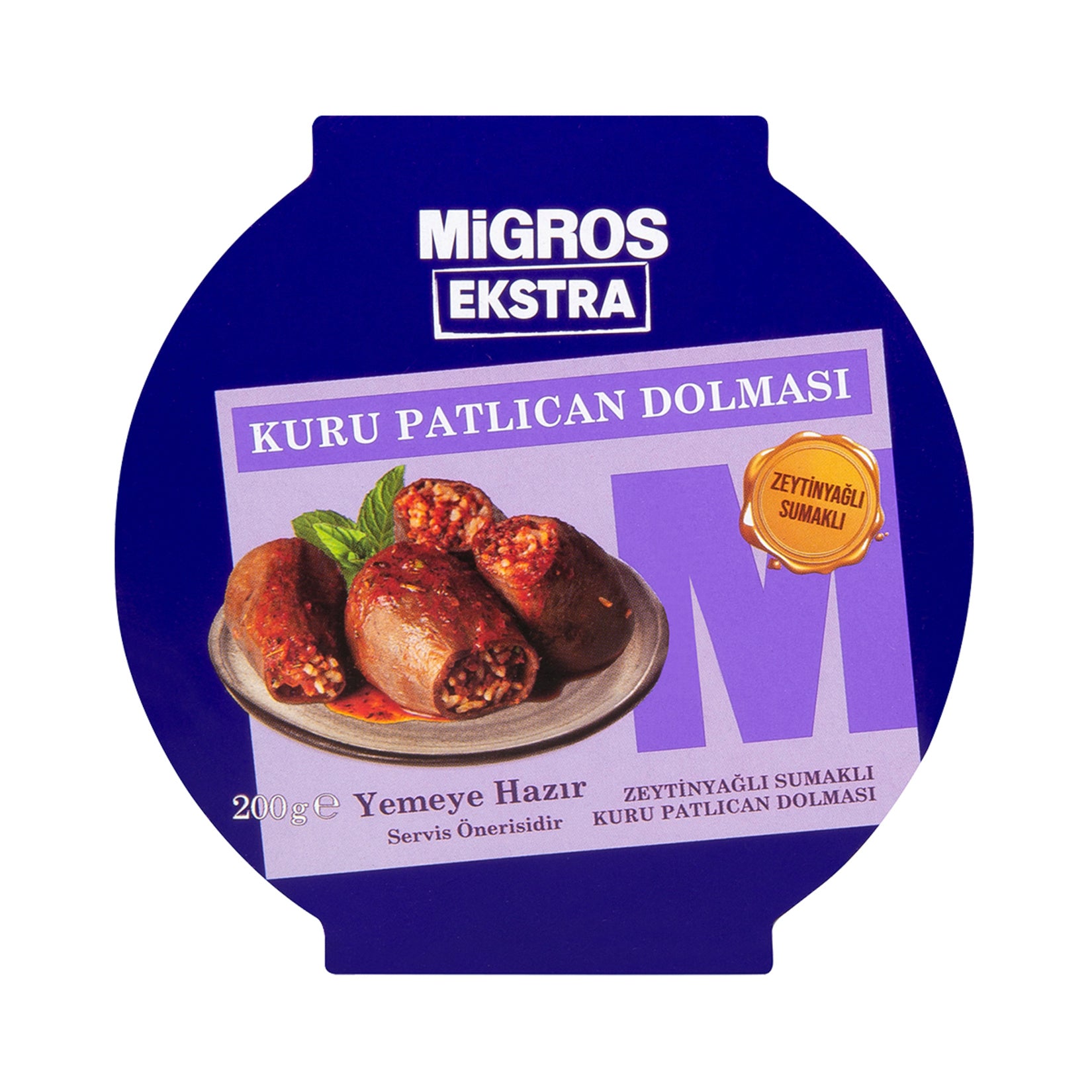 Migros Ekstra Stuffed Dried Eggplant with Olive Oil and Sumac (Zeytinyağlı Sumaklı Kuru Patlıcan Dolması) 200 G