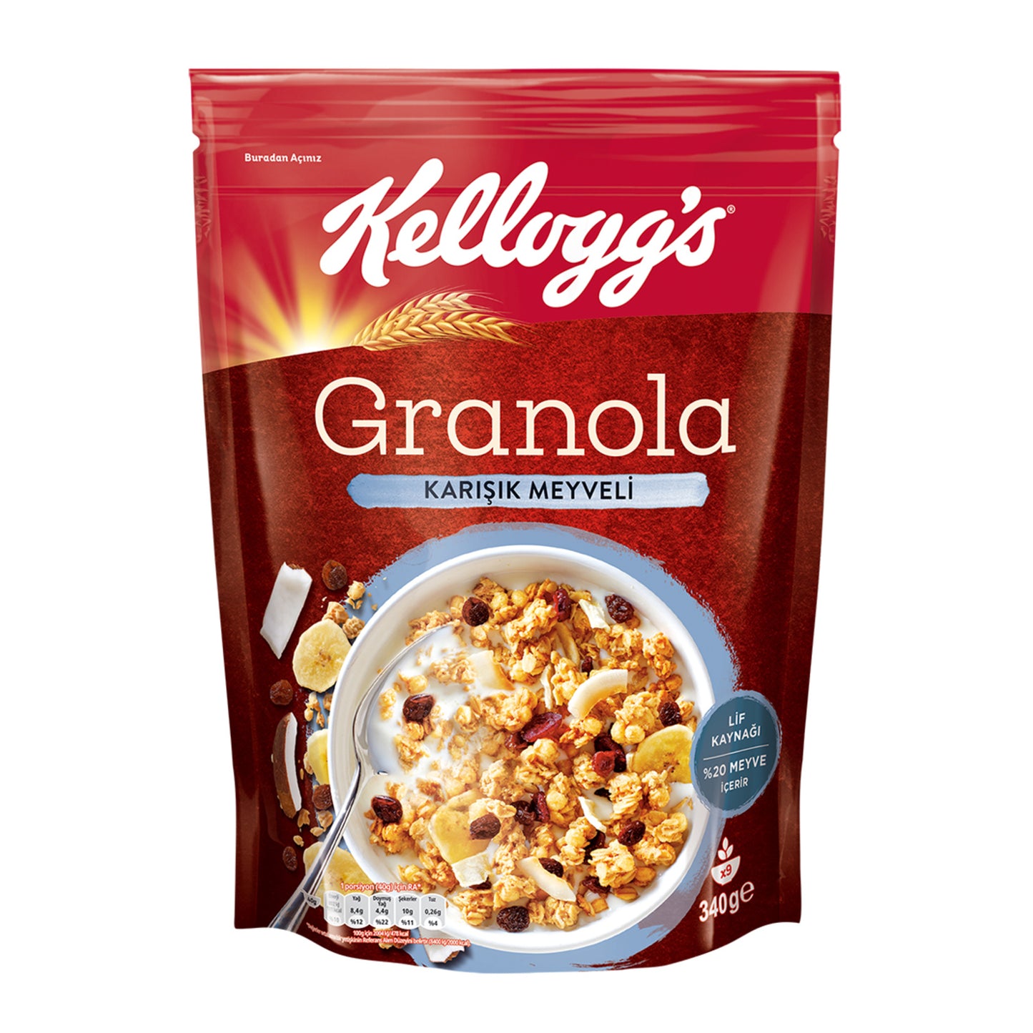 Kellogg's Mixed Fruit Granola 340 G (Karışık Meyveli Granola)