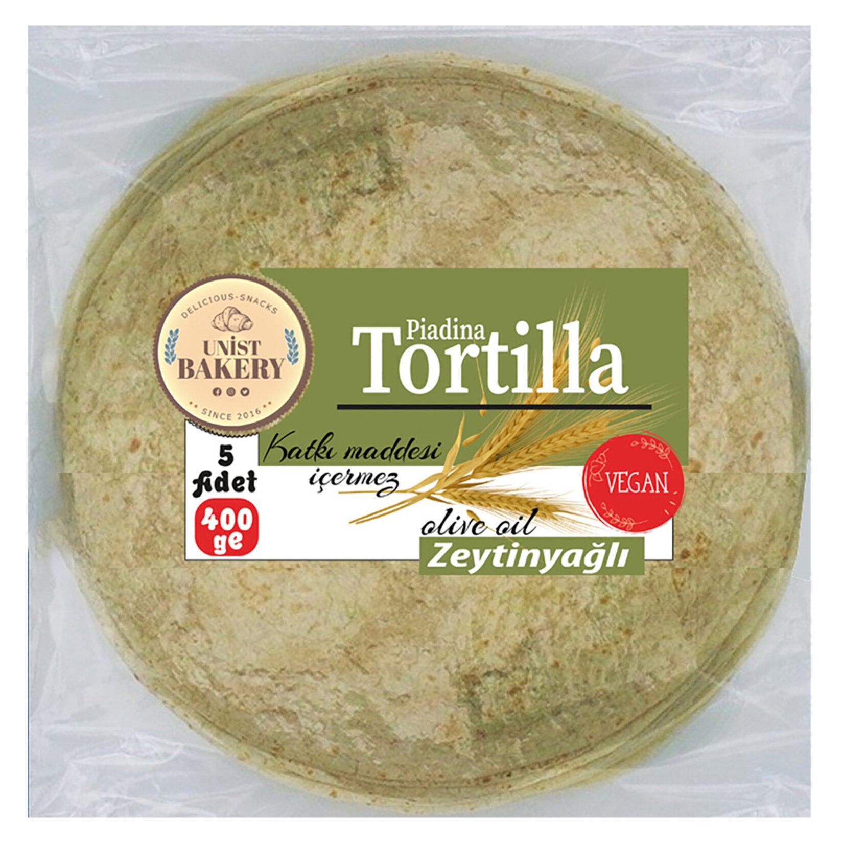 Unist Bakery Olive Oil Tortilla (Zeytinyağlı Tortilla) 5-pack 400g