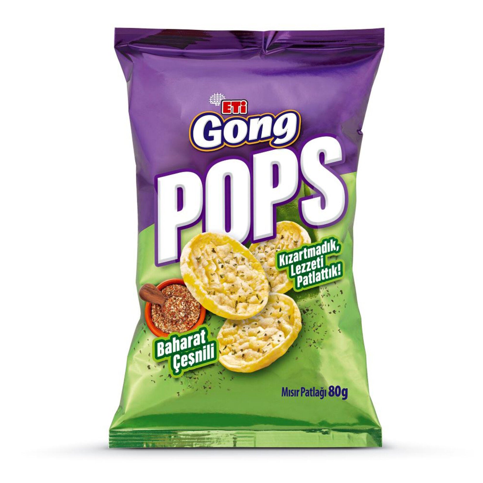 Eti Gong Pops Spiced Corn Puffs (Baharatlı Mısır Patlağı) 80 G