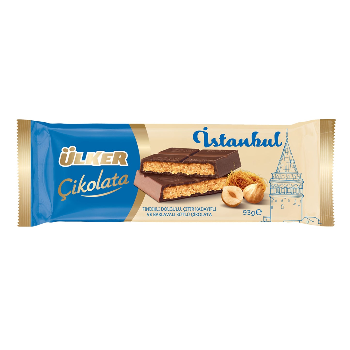 Ülker Chocolate Istanbul with Hazelnuts & Crispy Kadaif (Çikolata İstanbul Fındıklı & Çıtır Kadayıflı) 93 G