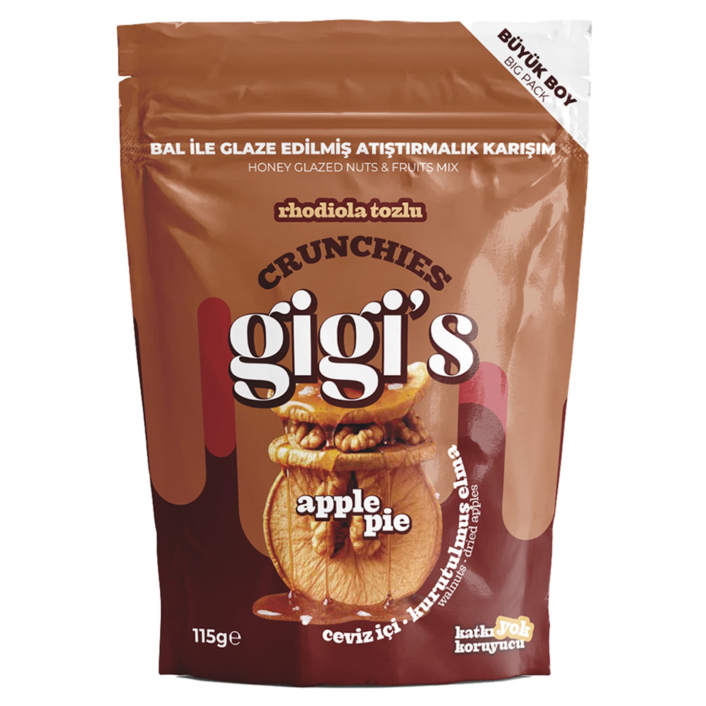 Gigi's Walnut (Ceviz İçi) Dried Apple (Elma Kurusu) Mixed Nuts (Karışık Kuruyemiş) 115 G