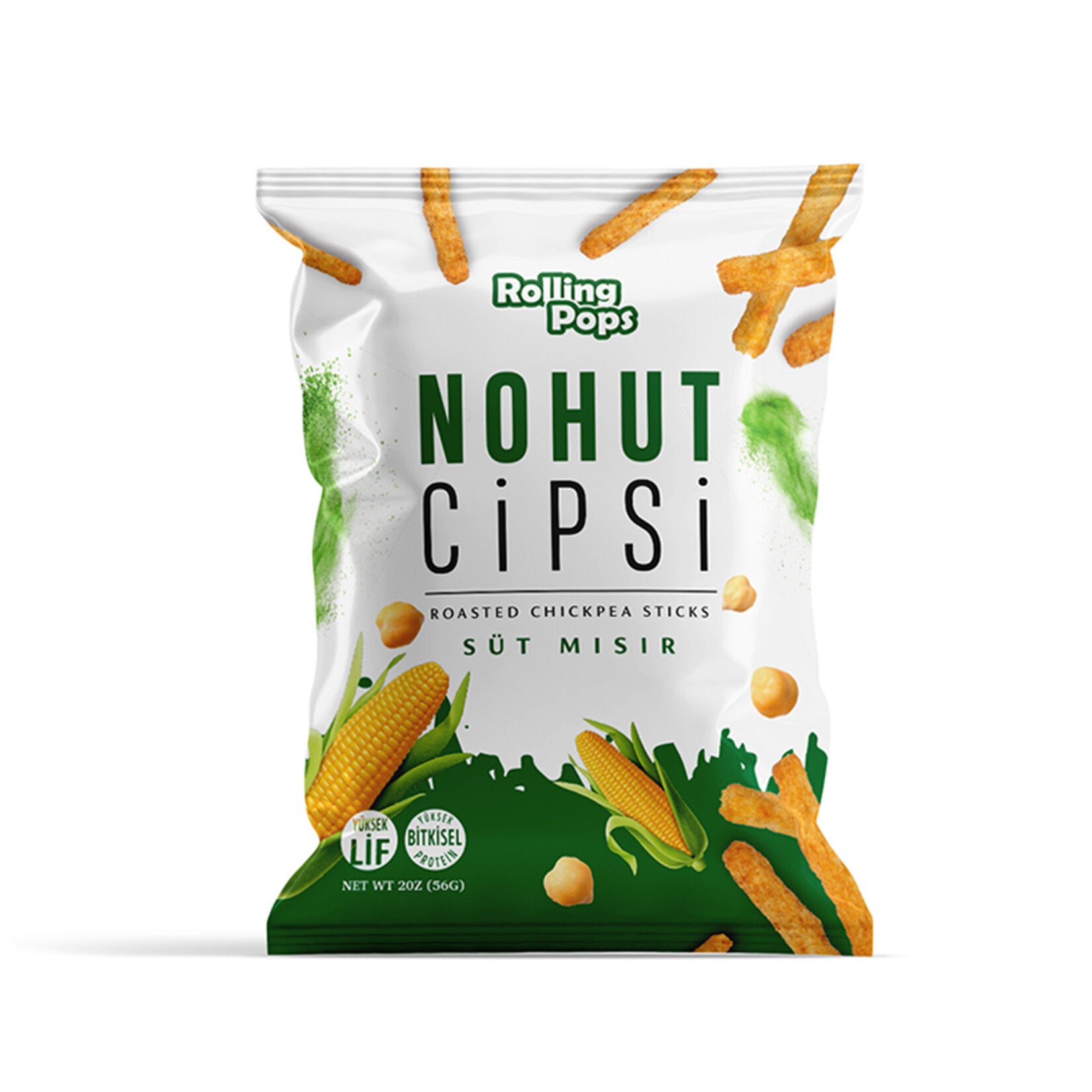Rolling Pops Corn and Chickpea Chips (Süt Mısırlı Nohut Cipsi) 56 G