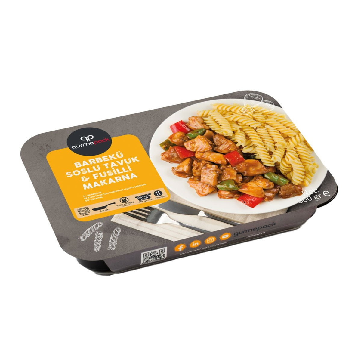 Gurmepack Barbecue Sauce Chicken & Fusilli Pasta (Barbekü Soslu Tavuk & Fusilli Makarna) 360g