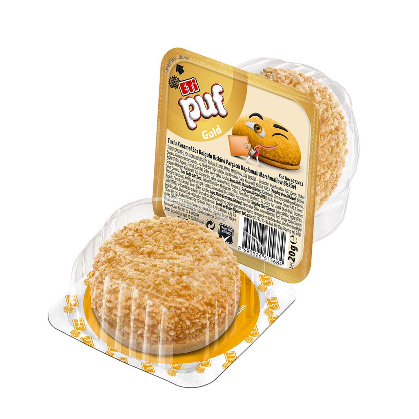 Eti Puf Gold Salted Caramel Filled Snack (Eti Puf Gold Tuzlu Karamel Dolgulu) 20g