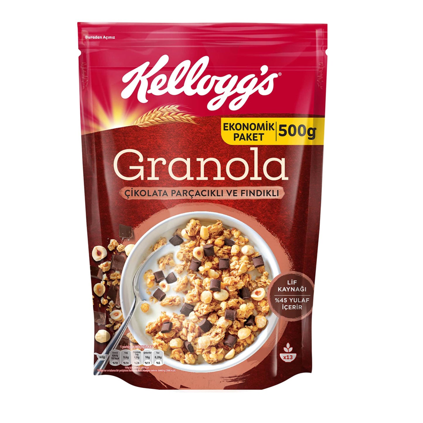 Kellogg's Granola Chocolate & Hazelnut (Granola Çikolata & Fındıklı) 500g