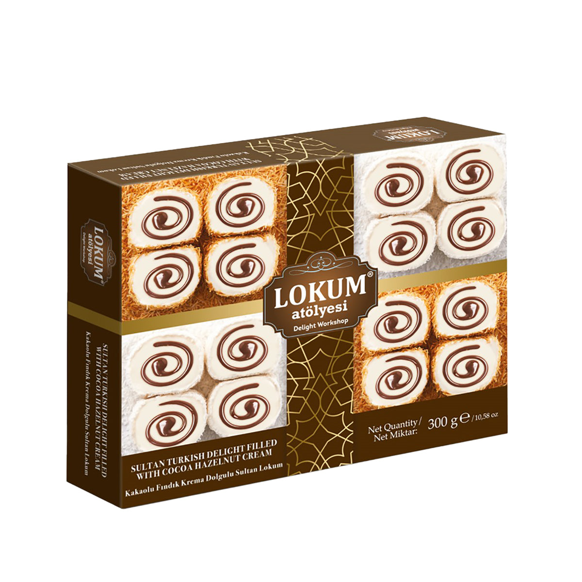 Lokum Atölyesi Cocoa Hazelnut Cream Filled Sultan Delight (kakaolu fındık krema dolgulu sultan lokum) 300g