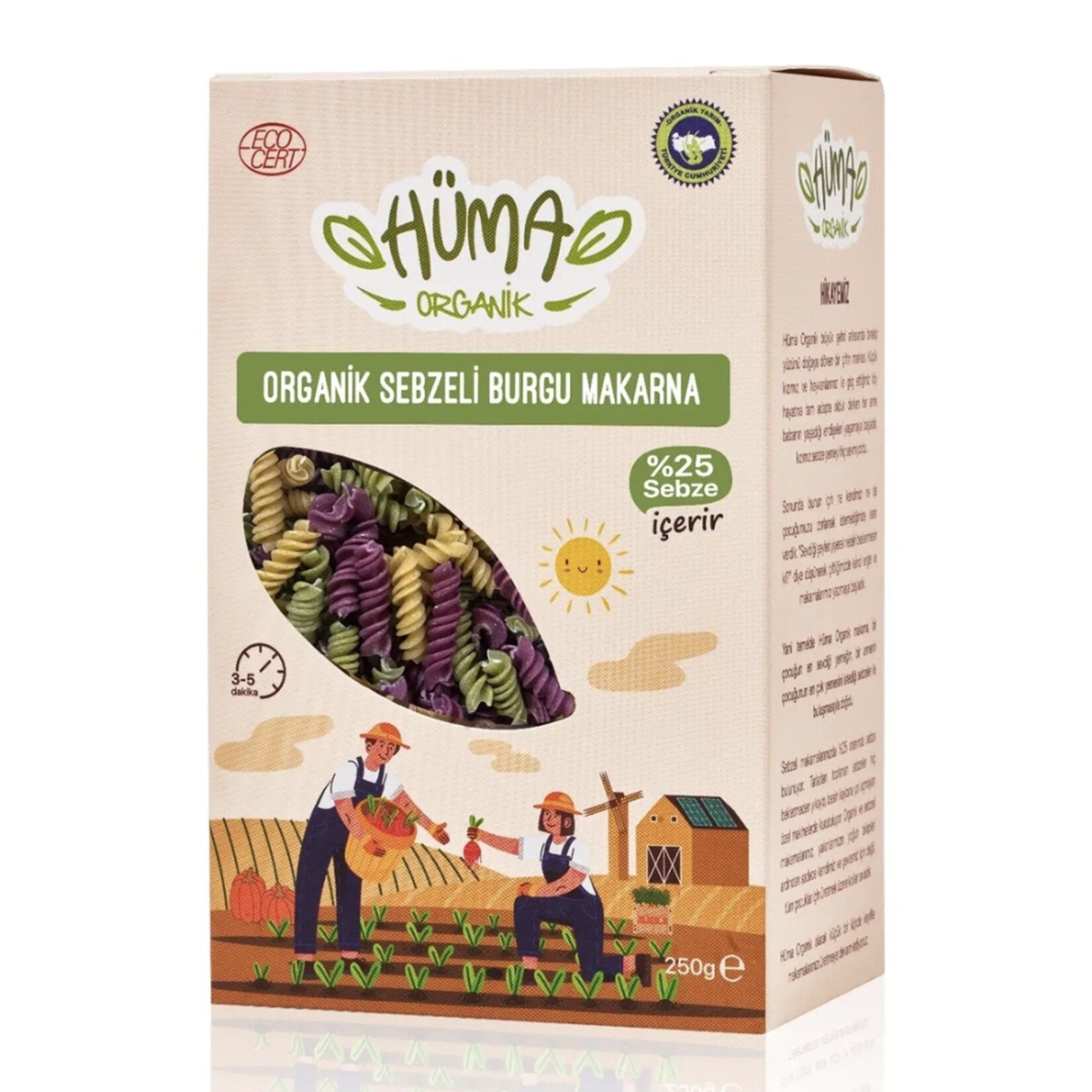 Hüma Organik Sebzeli Burgu Makarna 250 G