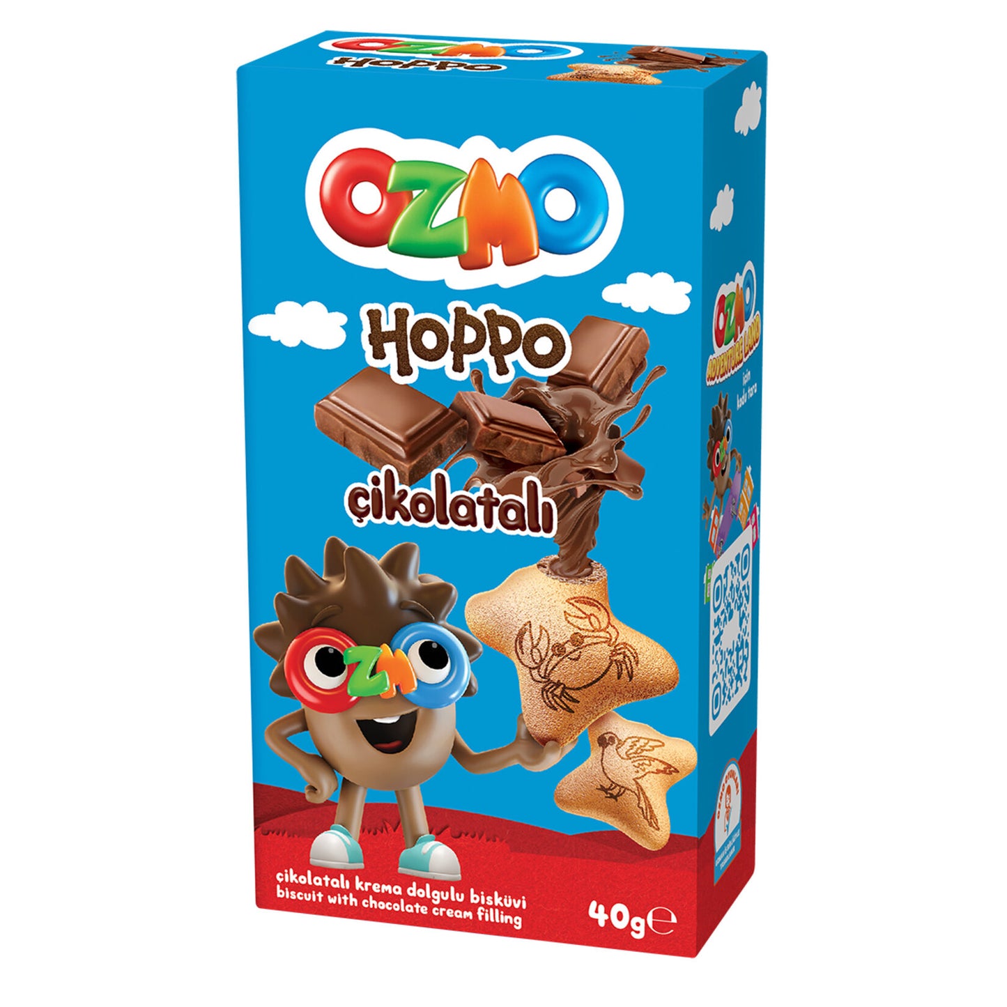 Ozmo Hoppo Chocolate Cream Filled Biscuit (Çikolatalı Krema Dolgulu Bisküvi) 40 G