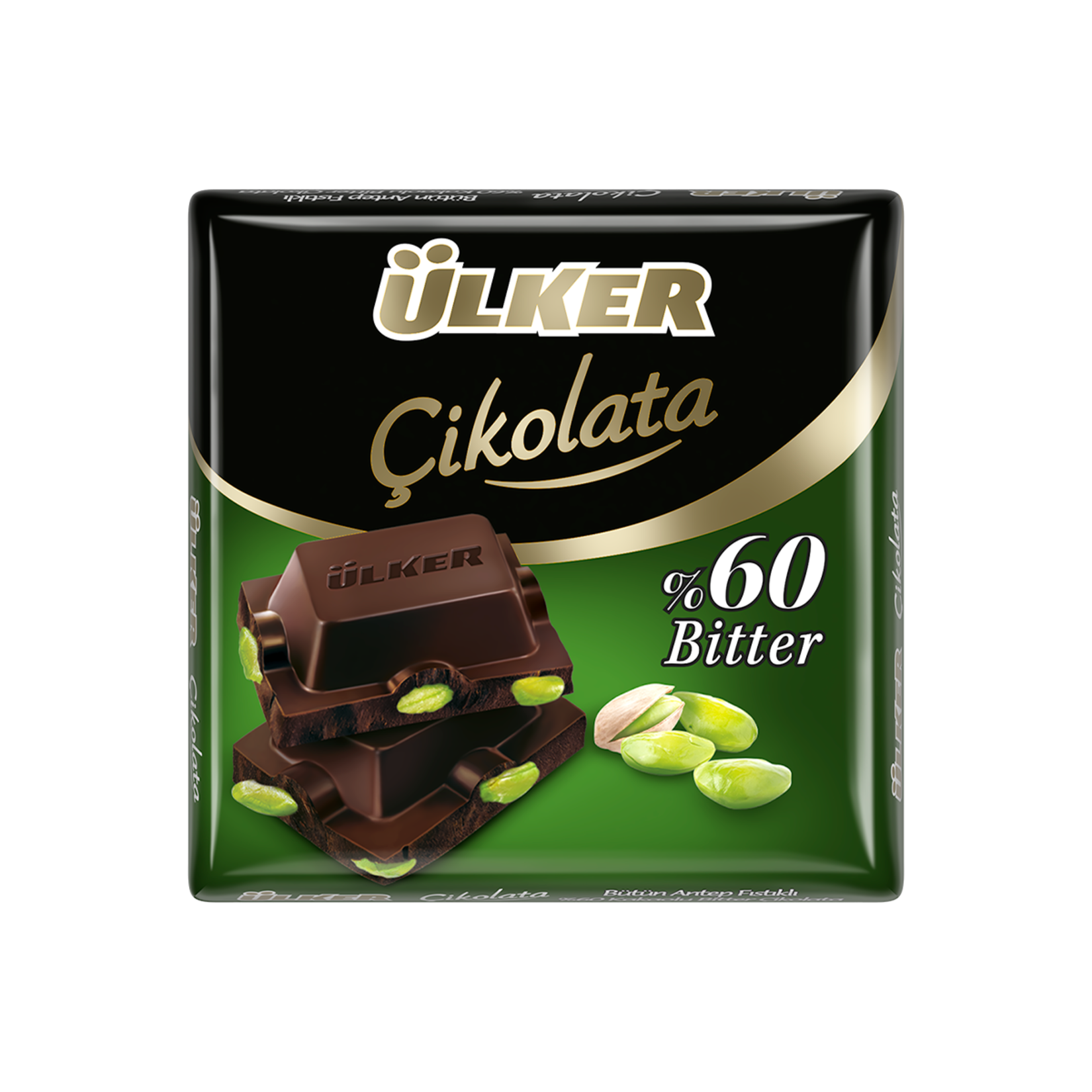 Ülker Whole Pistachio 60% Dark Chocolate (Bütün Antep Fıstıklı %60 Bitter Çikolata) 65 G