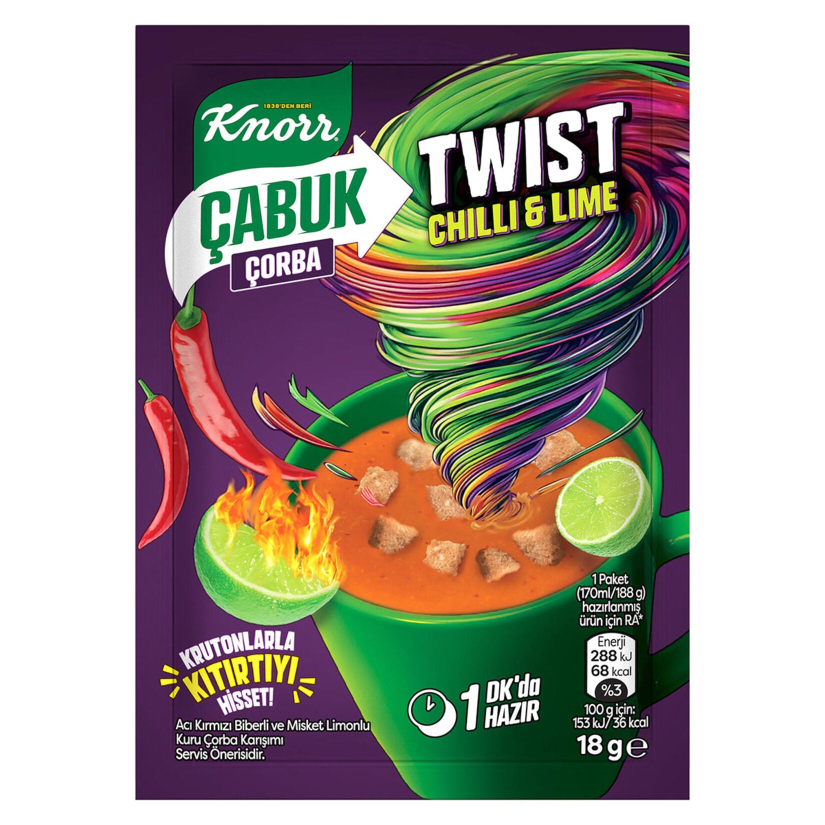 Knorr Quick Soup Twist Chilli Lime (Çabuk Çorba Twist Chilli Lime) 18g