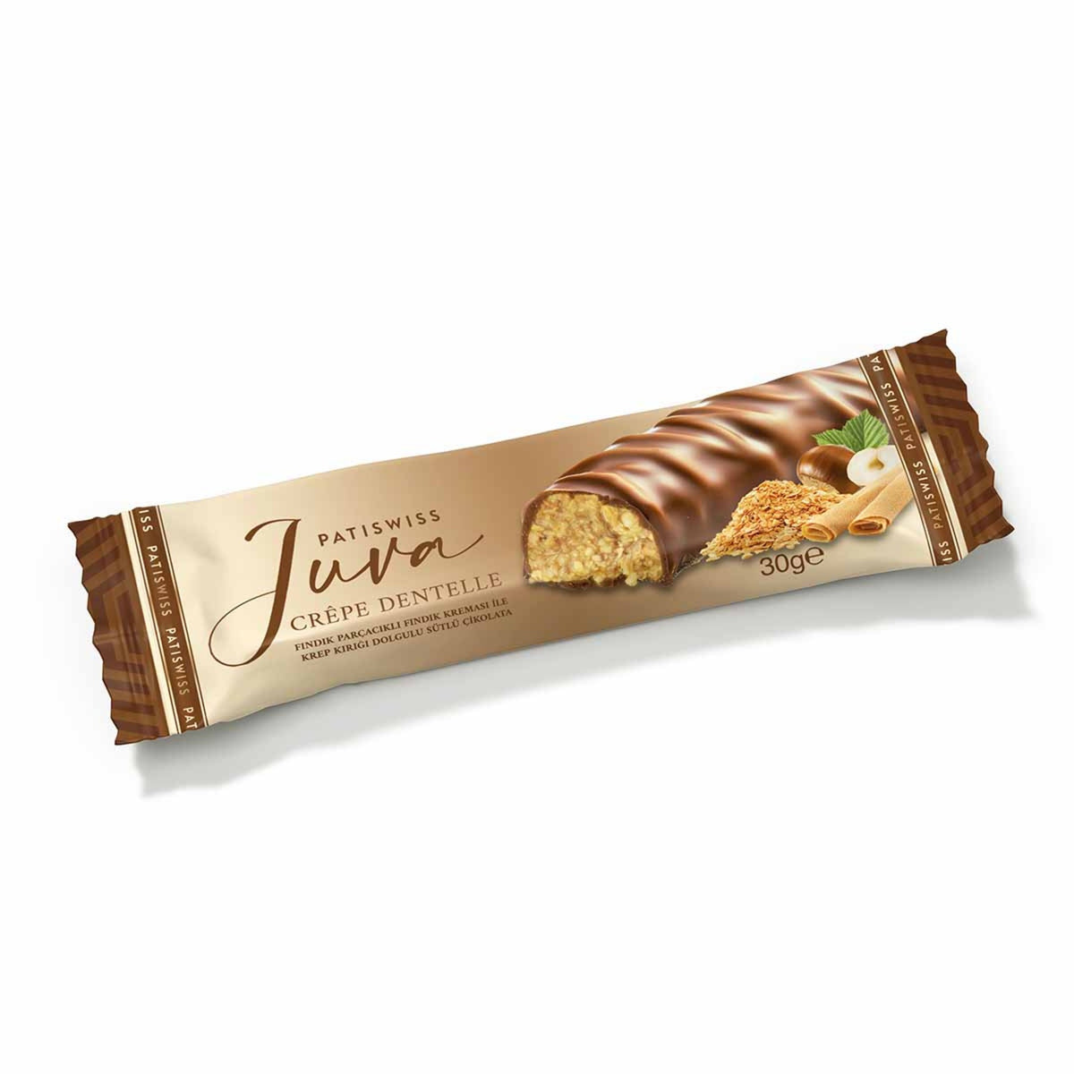 Patiswiss Juva Hazelnut Cream Filled Crispy Milk Chocolate 30 G