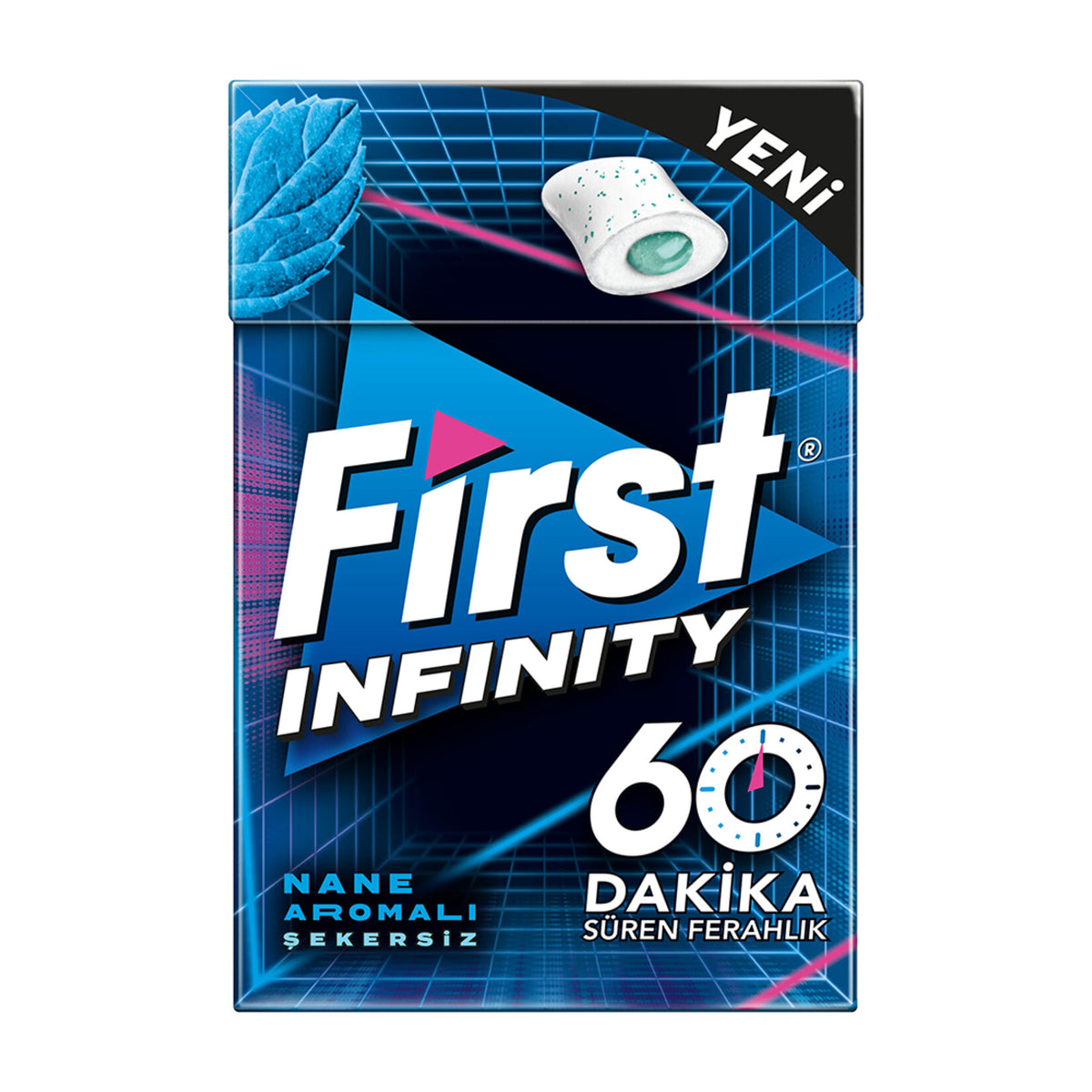 First 60 Min Infinity Mint Flavored Sugar-Free Filled Dragee Gum 19.5 G